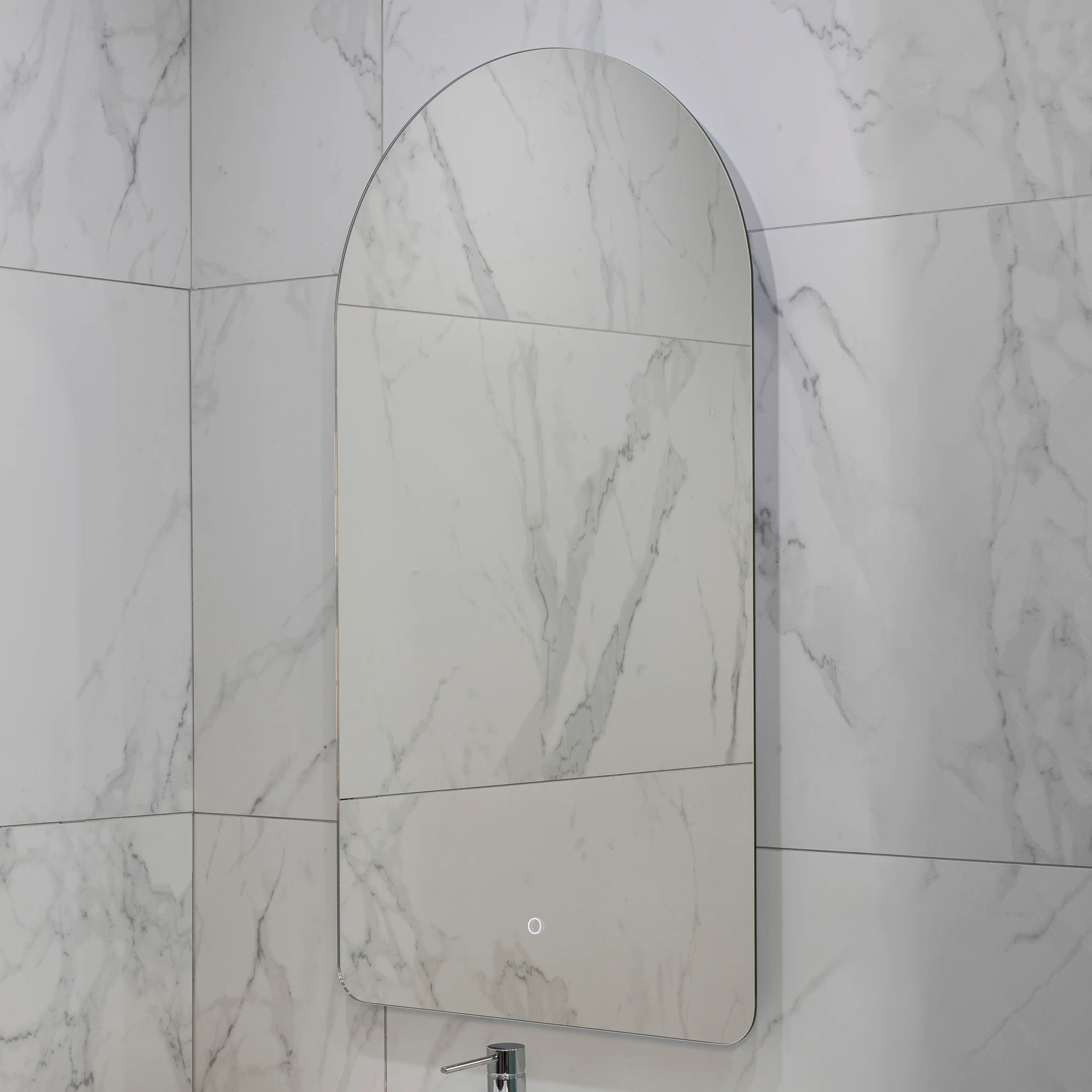 Arco Arch 550mm x 1000mm Backlit LED Frameless Mirror with Polished Edge and Demister - Image 7