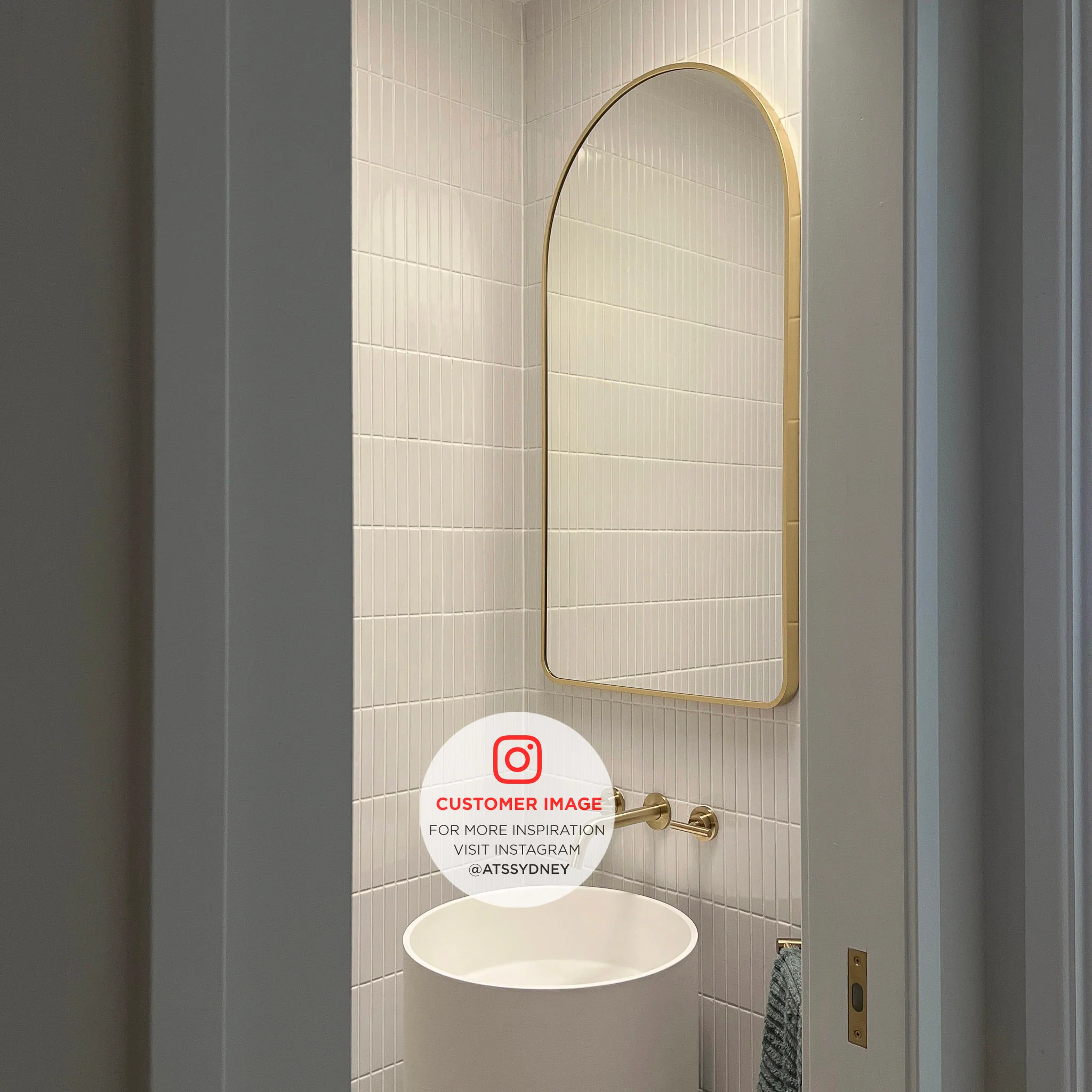 *Clearance* Arco Arch 550mm x 1000mm Framed Mirror, Brushed Brass (Gold) Frame - Image 4