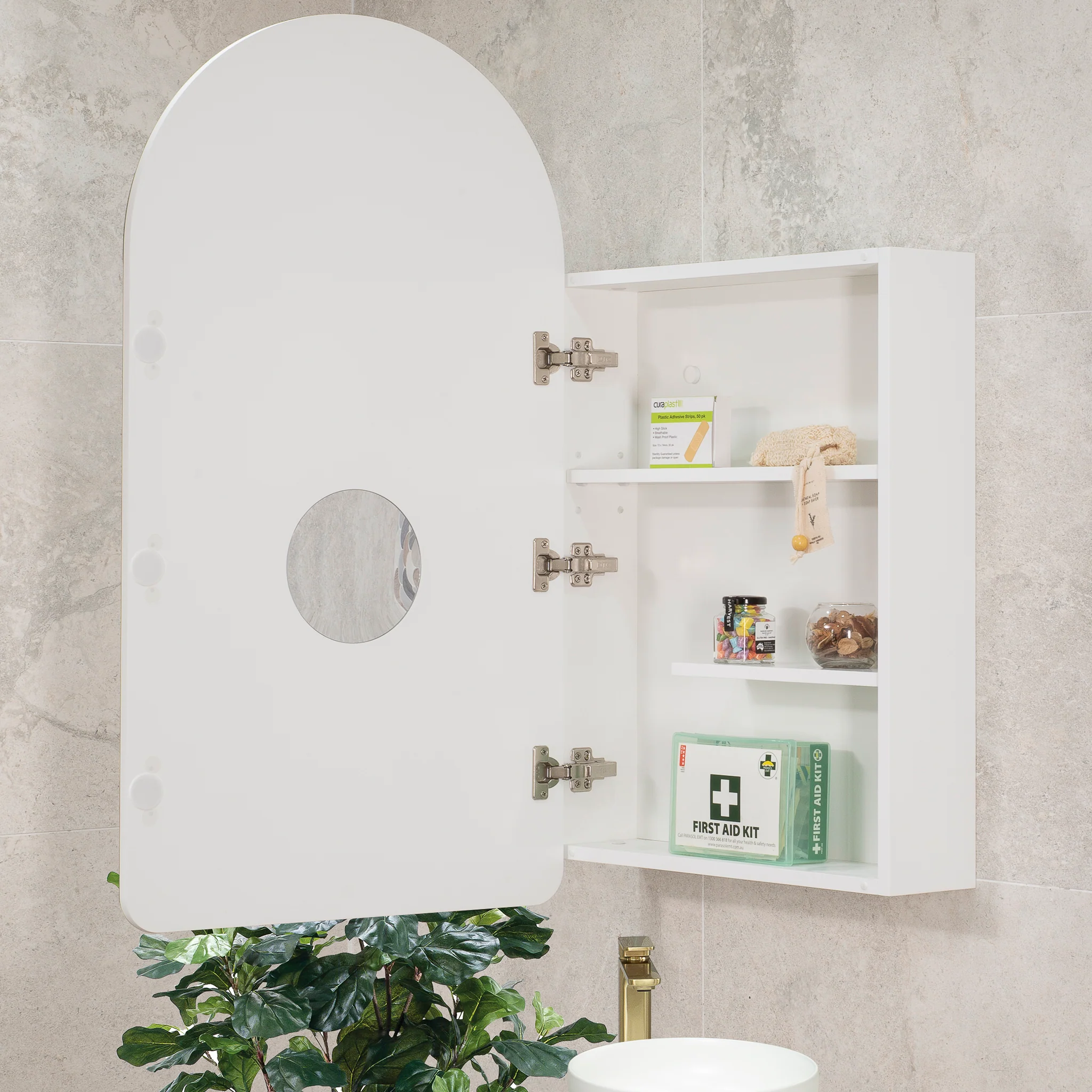 Arco Arch 550mm x 1000mm Mirrored Shaving Cabinet, Matte White - Image 3