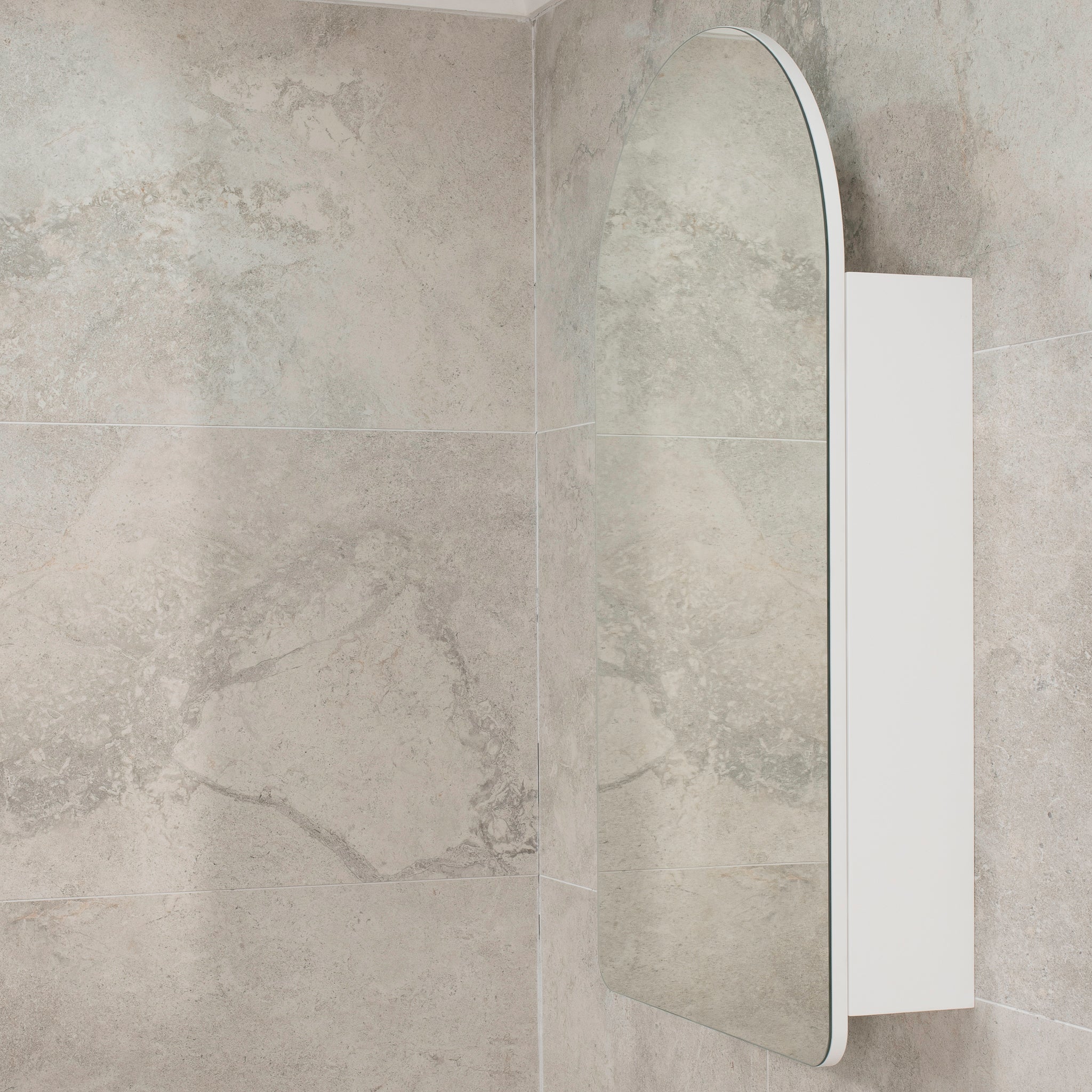 Arco Arch 550mm x 1000mm Mirrored Shaving Cabinet, Matte White - Image 4