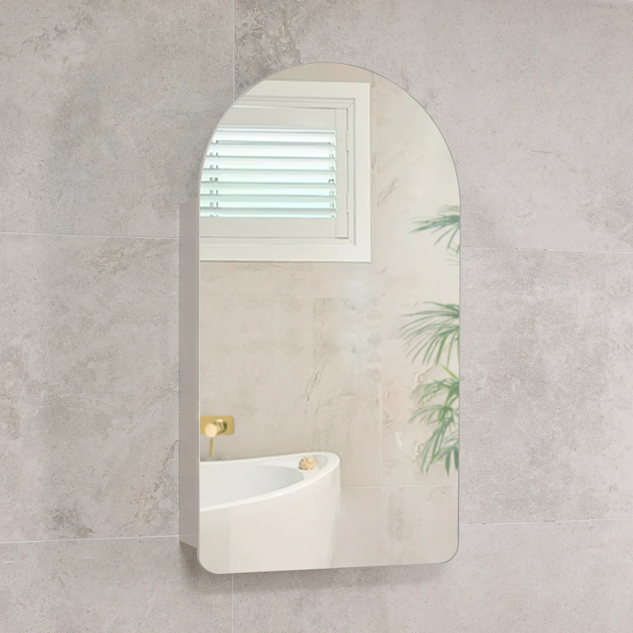 Arco Arch 550mm x 1000mm Mirrored Shaving Cabinet, Matte White - Image 7