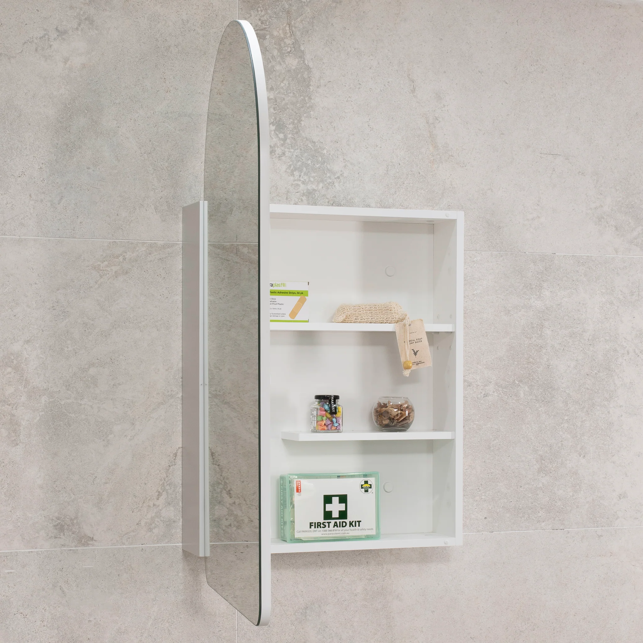 Arco Arch 550mm x 1000mm Mirrored Shaving Cabinet, Matte White - Image 8