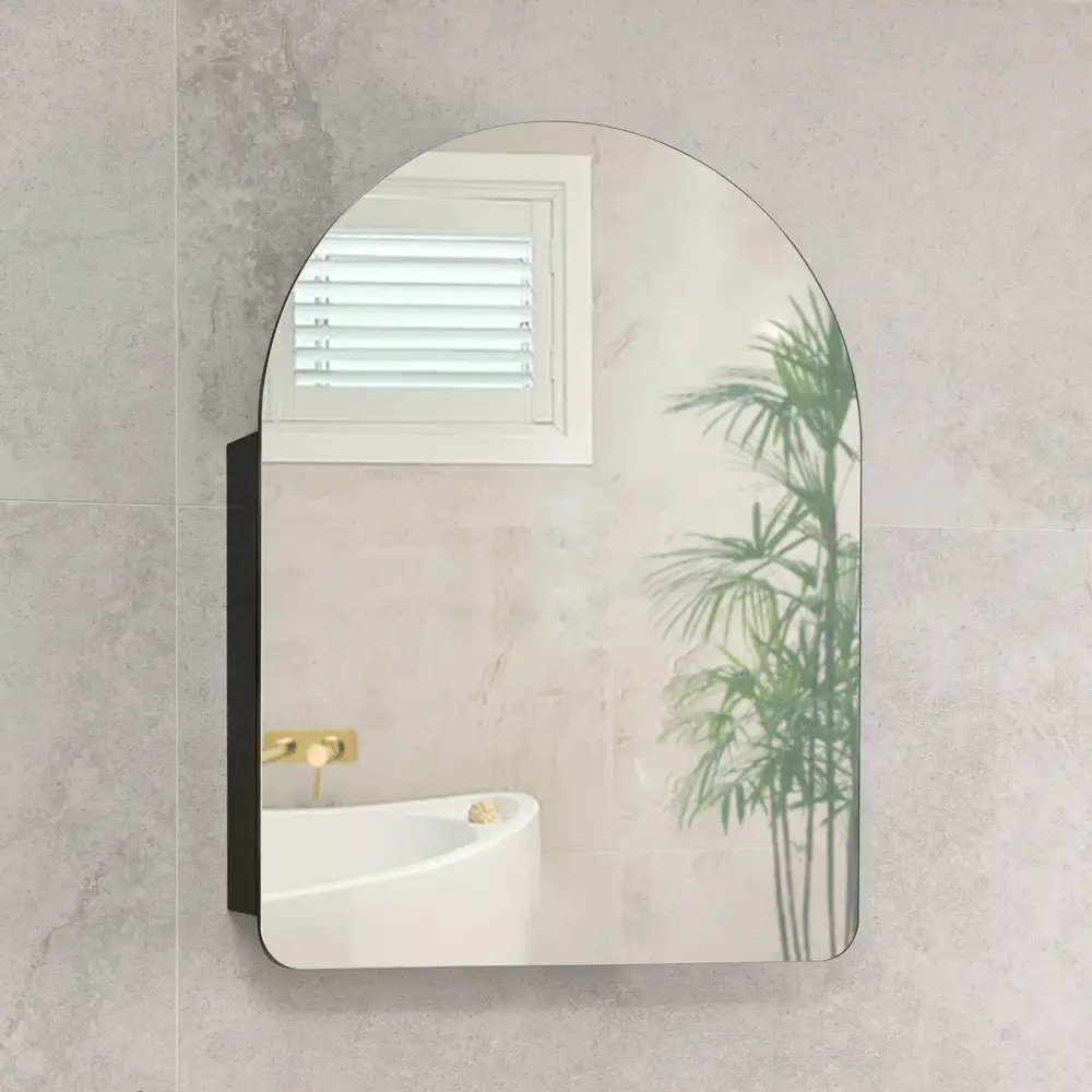 Arco Arch 600mm x 800mm Mirrored Shaving Cabinet, Matte Black - Image 4