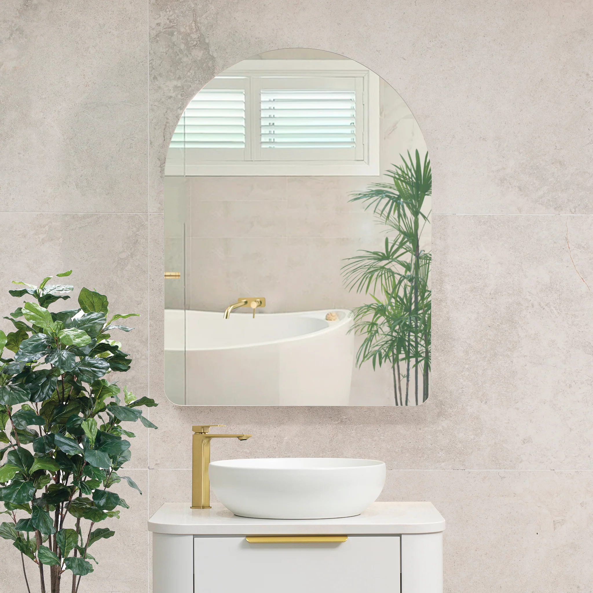 Arco Arch 600mm x 800mm Mirrored Shaving Cabinet, Matte White - Image 6