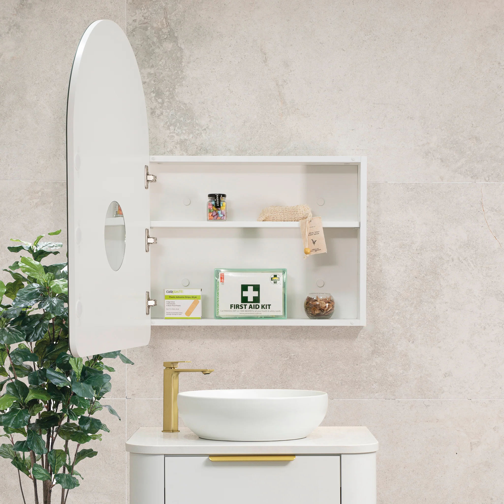 Arco Arch 600mm x 800mm Mirrored Shaving Cabinet, Matte White - Image 7