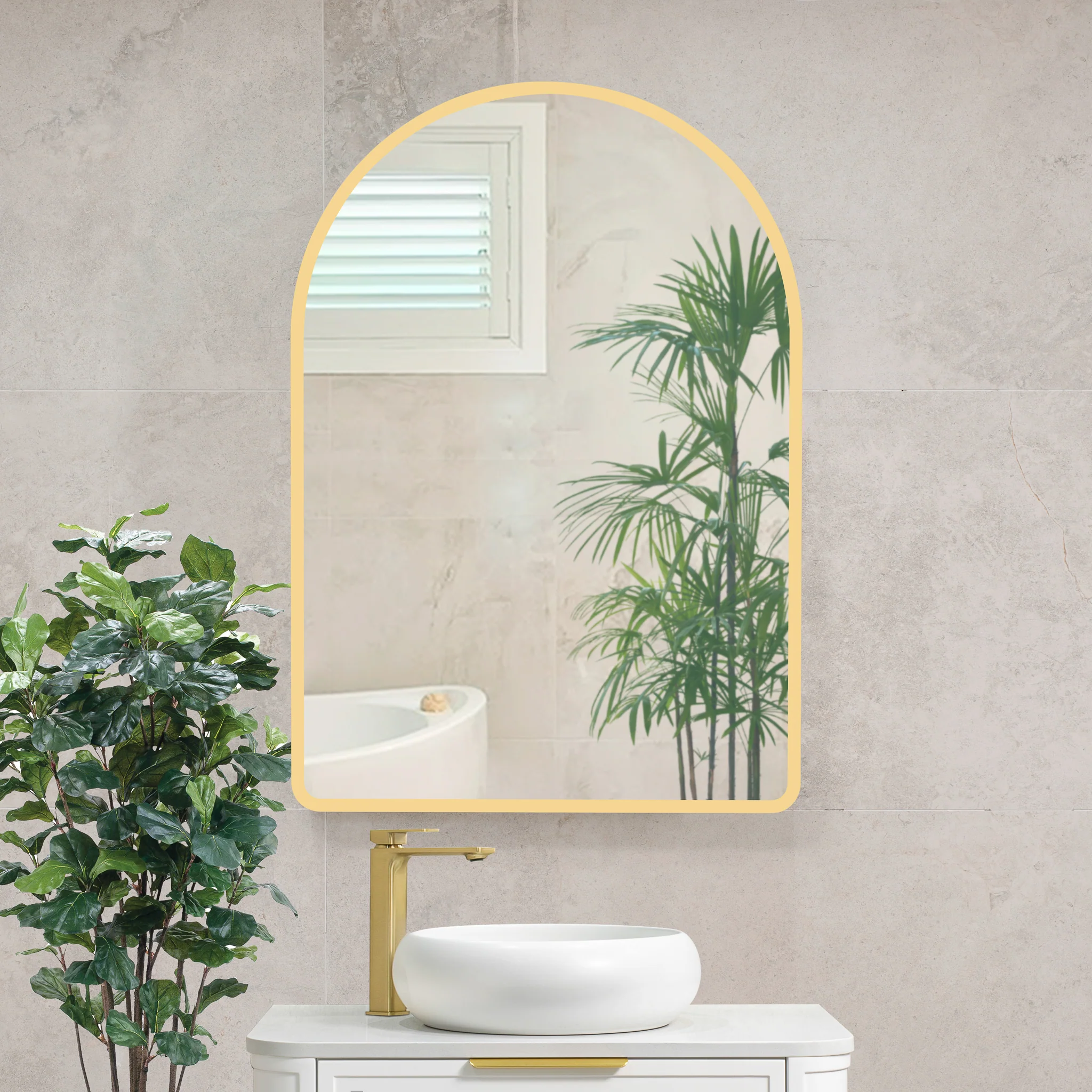 Arco Arch 700mm x 1000mm Frontlit LED Mirrored Shaving Cabinet, Matte White - Image 7
