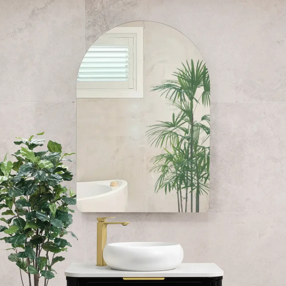 Arco Arch 700mm x 1000mm Mirrored Shaving Cabinet, Matte Black