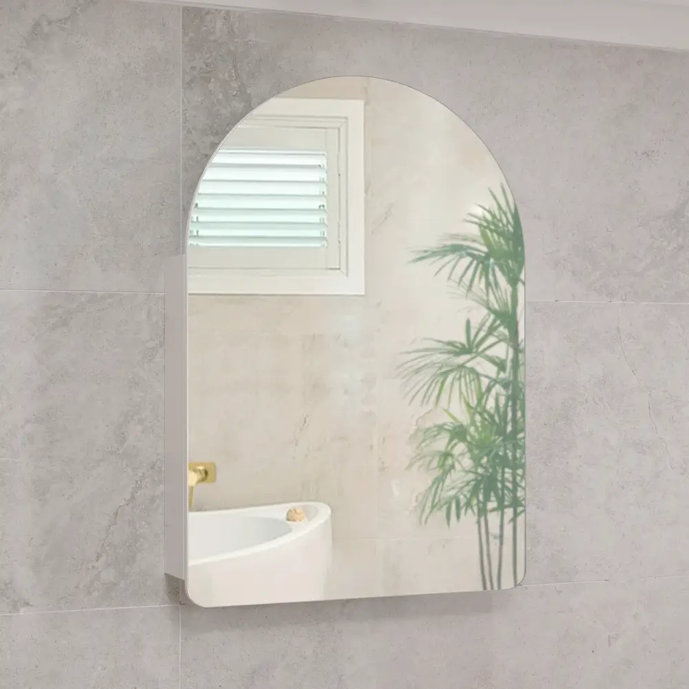 Arco Arch 700mm x 1000mm Mirrored Shaving Cabinet, Matte White - Image 3