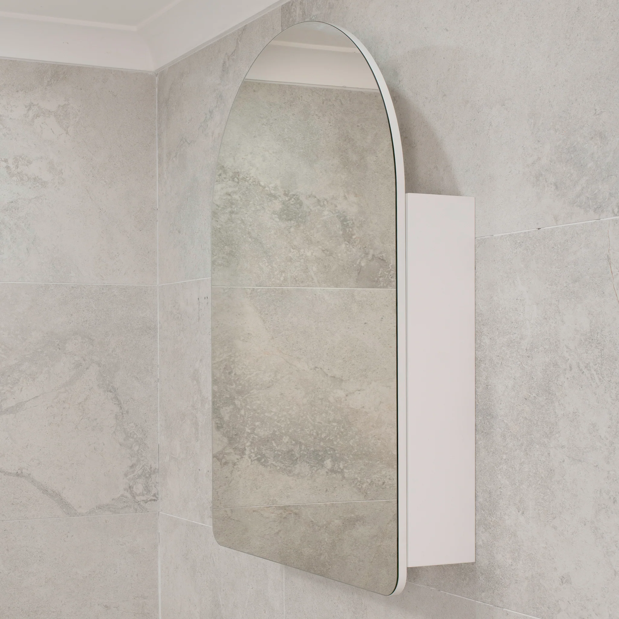 Arco Arch 700mm x 1000mm Mirrored Shaving Cabinet, Matte White - Image 6