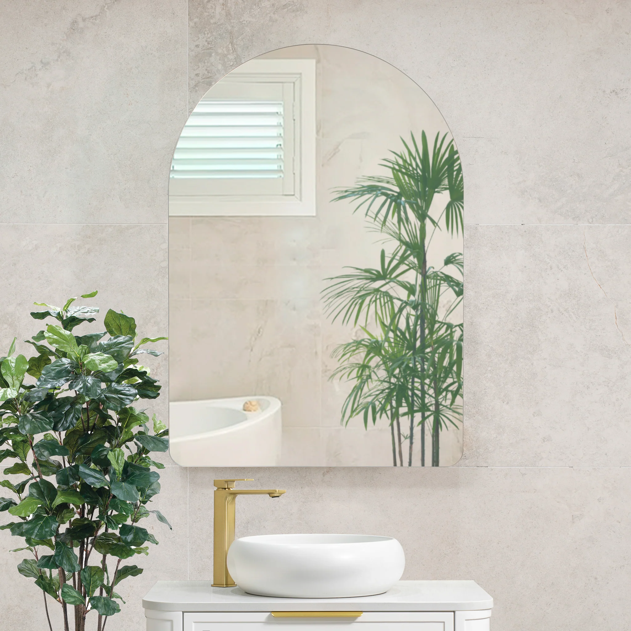 Arco Arch 700mm x 1000mm Mirrored Shaving Cabinet, Matte White - Image 7