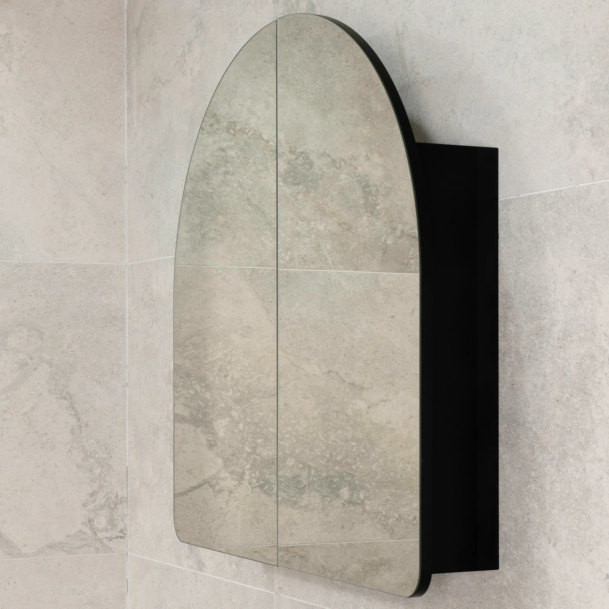 Arco Arch 800mm x 800mm Mirrored Shaving Cabinet, Matte Black - Image 7