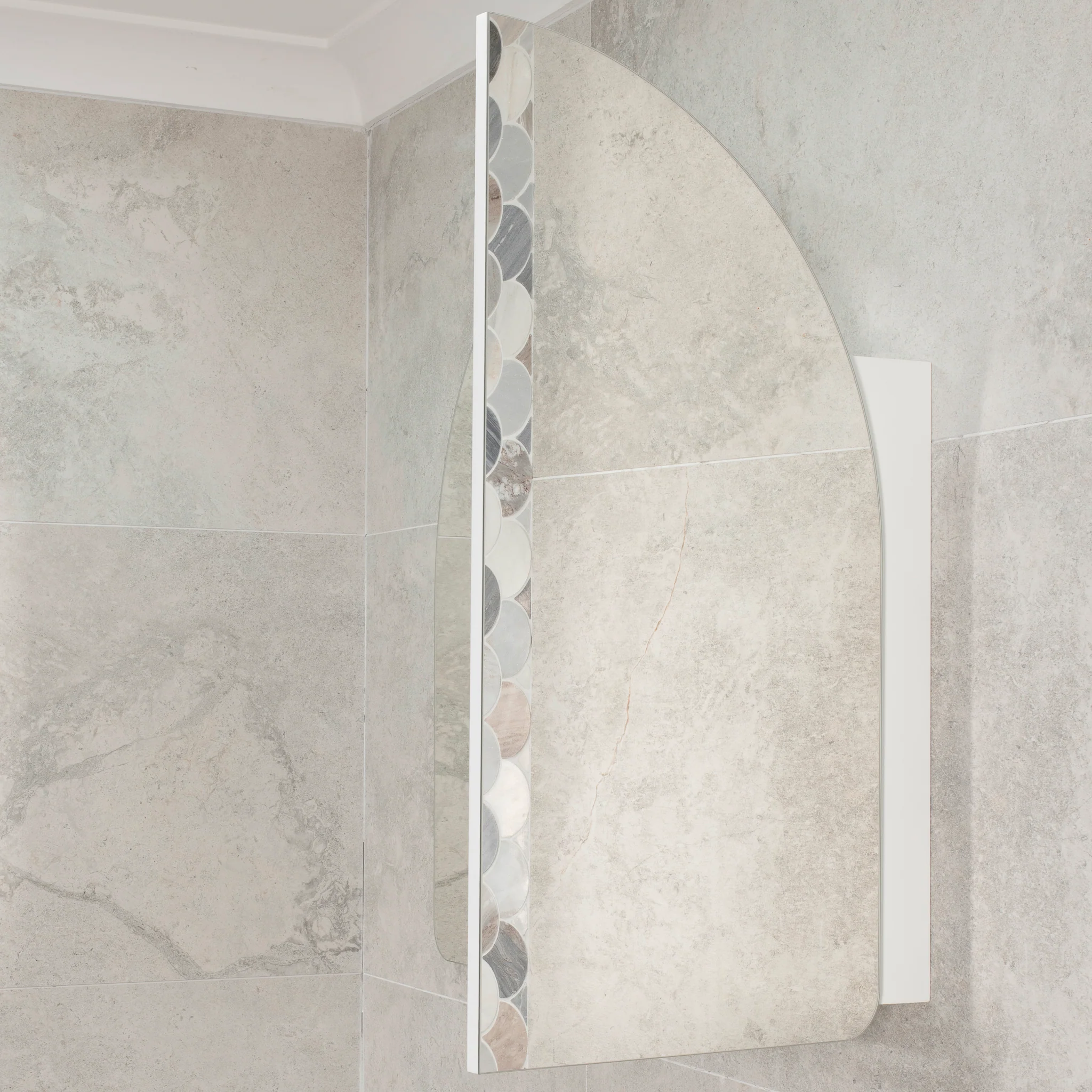 Arco Arch 800mm x 800mm Mirrored Shaving Cabinet, Matte White - Image 10