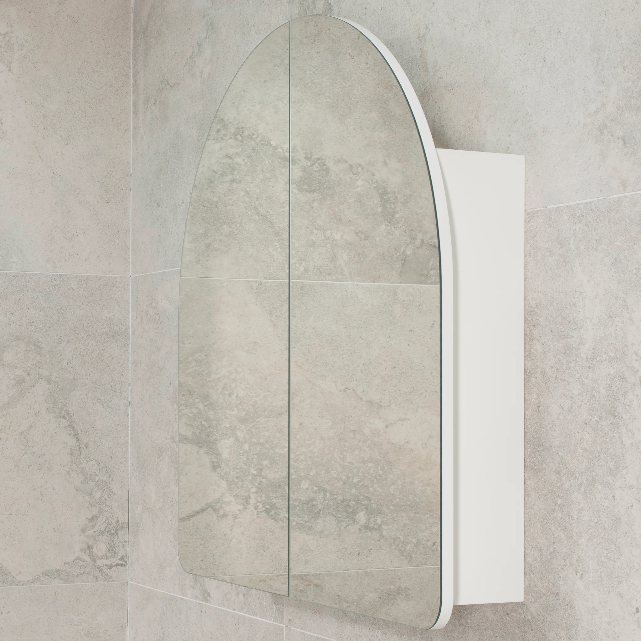 Arco Arch 800mm x 800mm Mirrored Shaving Cabinet, Matte White - Image 4