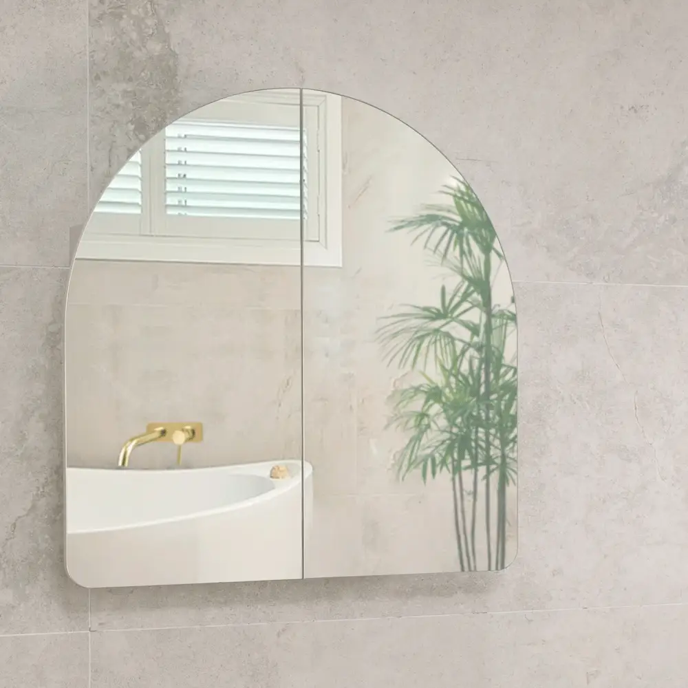 Arco Arch 800mm x 800mm Mirrored Shaving Cabinet, Matte White - Image 5