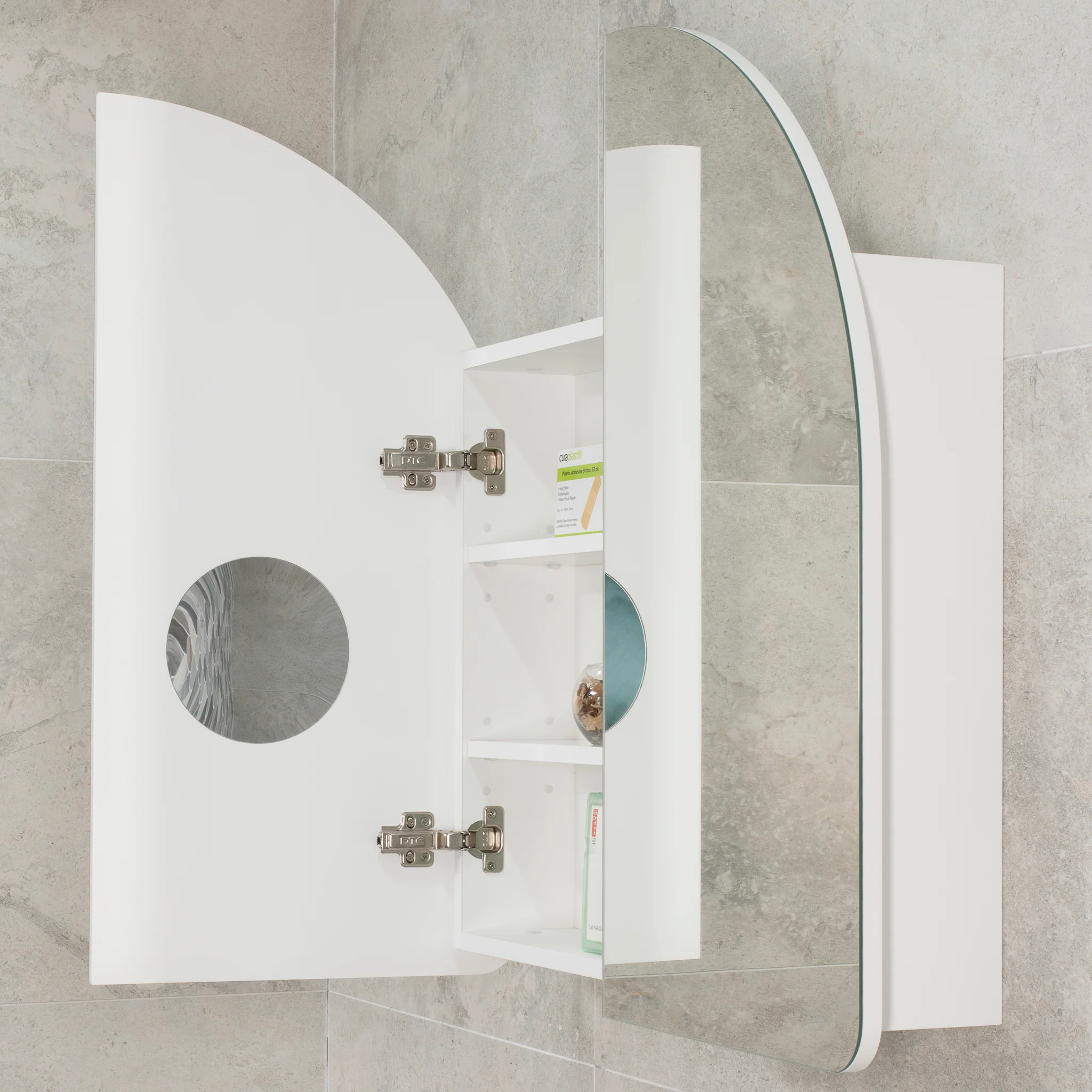 Arco Arch 800mm x 800mm Mirrored Shaving Cabinet, Matte White - Image 9