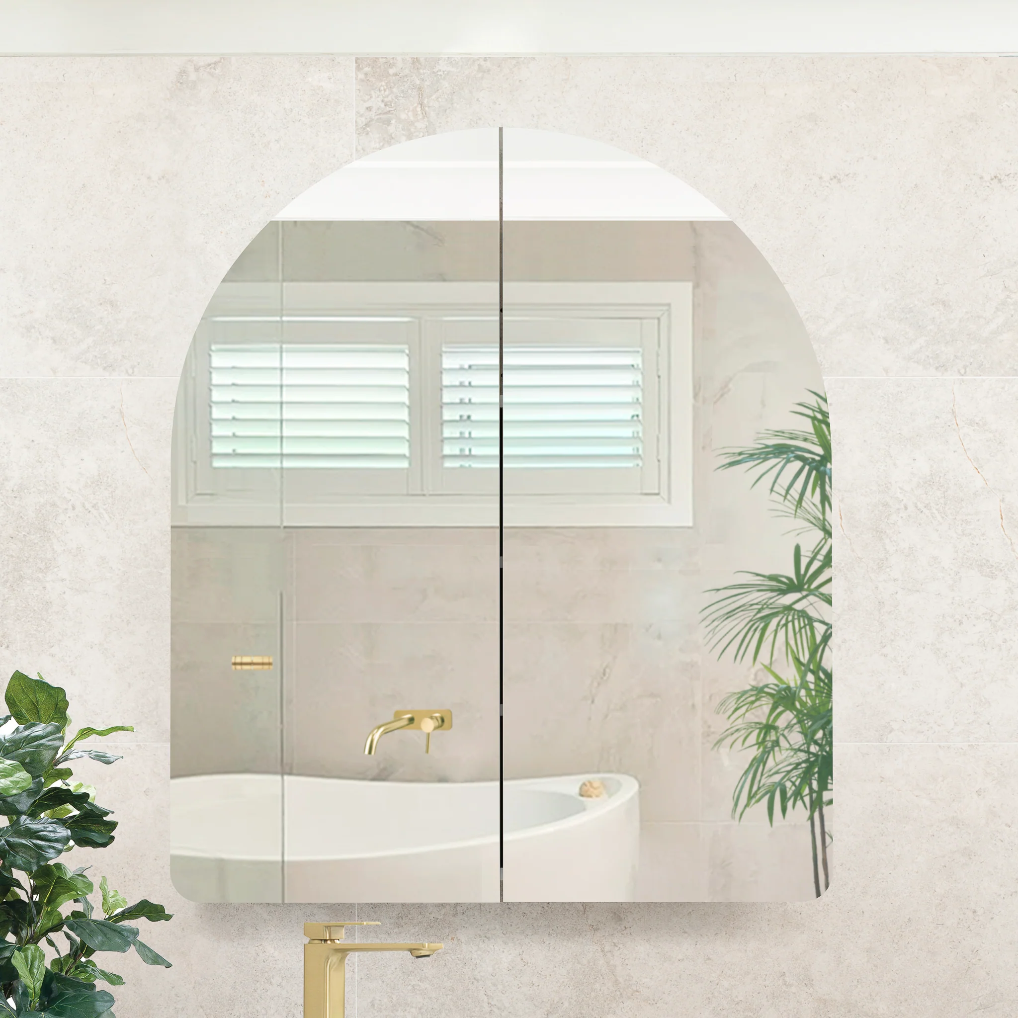 Arco Arch 850mm x 1000mm Mirrored Shaving Cabinet, Matte White - Image 3