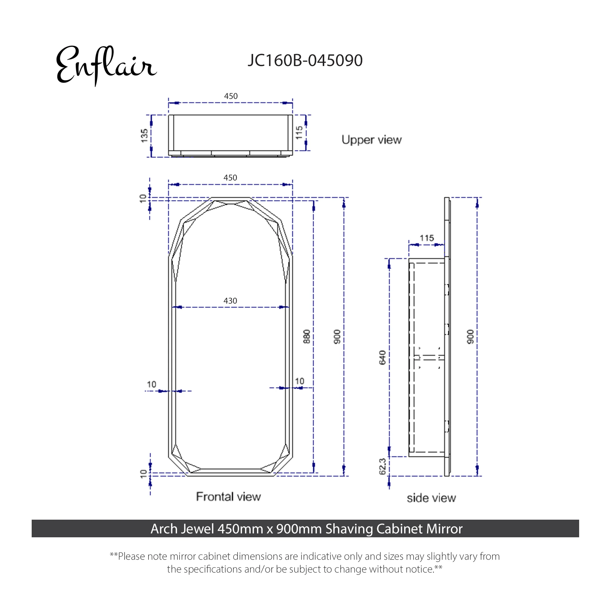 Arch Jewel 450mm x 900mm Mirrored Shaving Cabinet, Matte White - Image 12