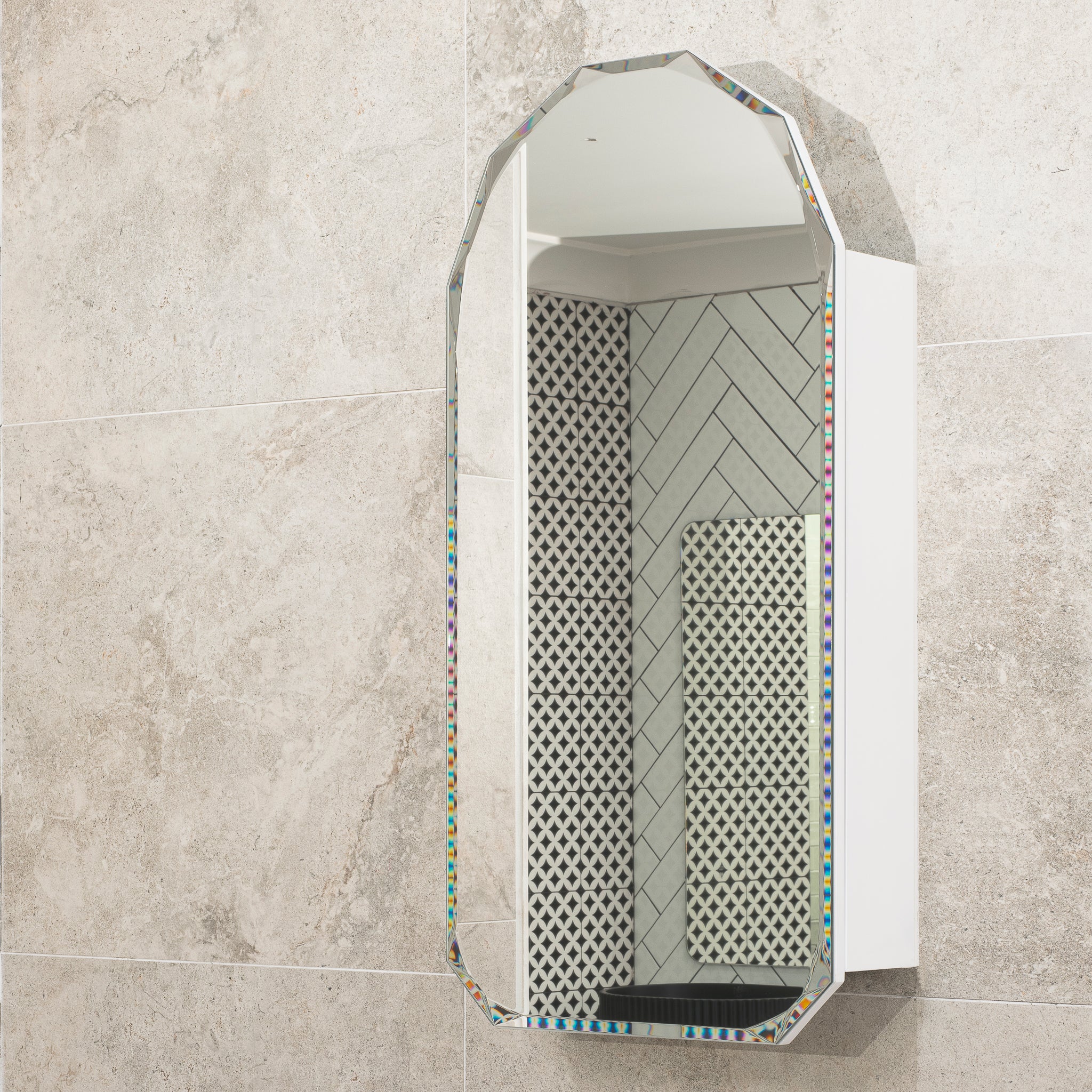 Arch Jewel 450mm x 900mm Mirrored Shaving Cabinet, Matte White - Image 3