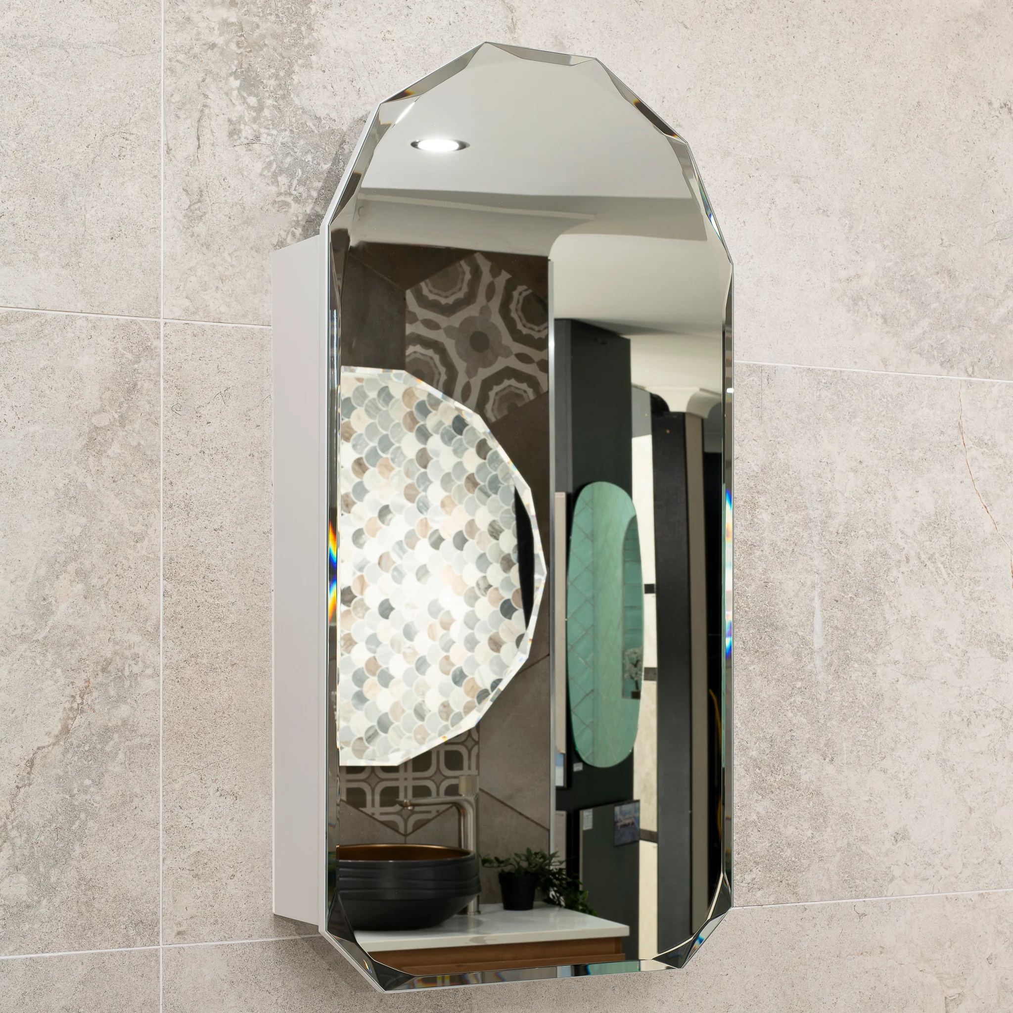 Arch Jewel 450mm x 900mm Mirrored Shaving Cabinet, Matte White - Image 7