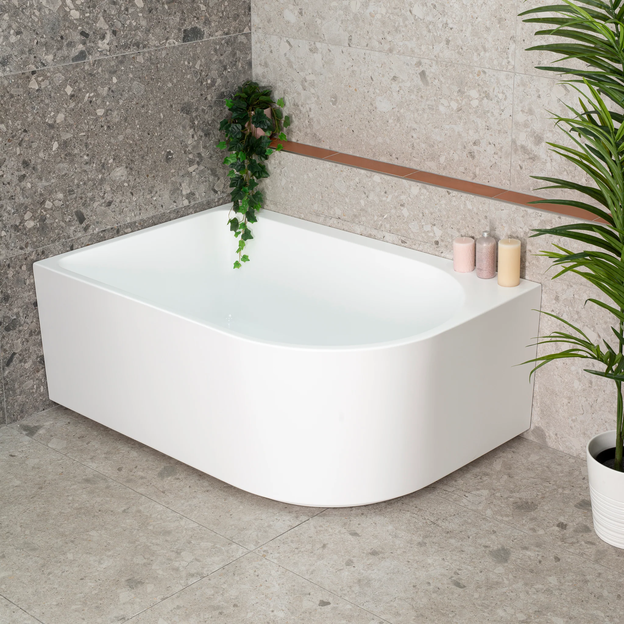 Arco Plus 1400mm Left Corner Freestanding Bath, Matte White - Image 3