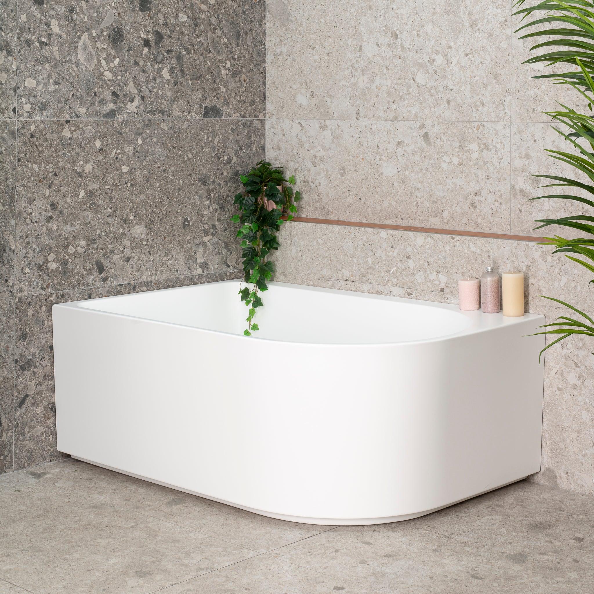 Arco Plus 1400mm Left Corner Freestanding Bath, Matte White - Image 4