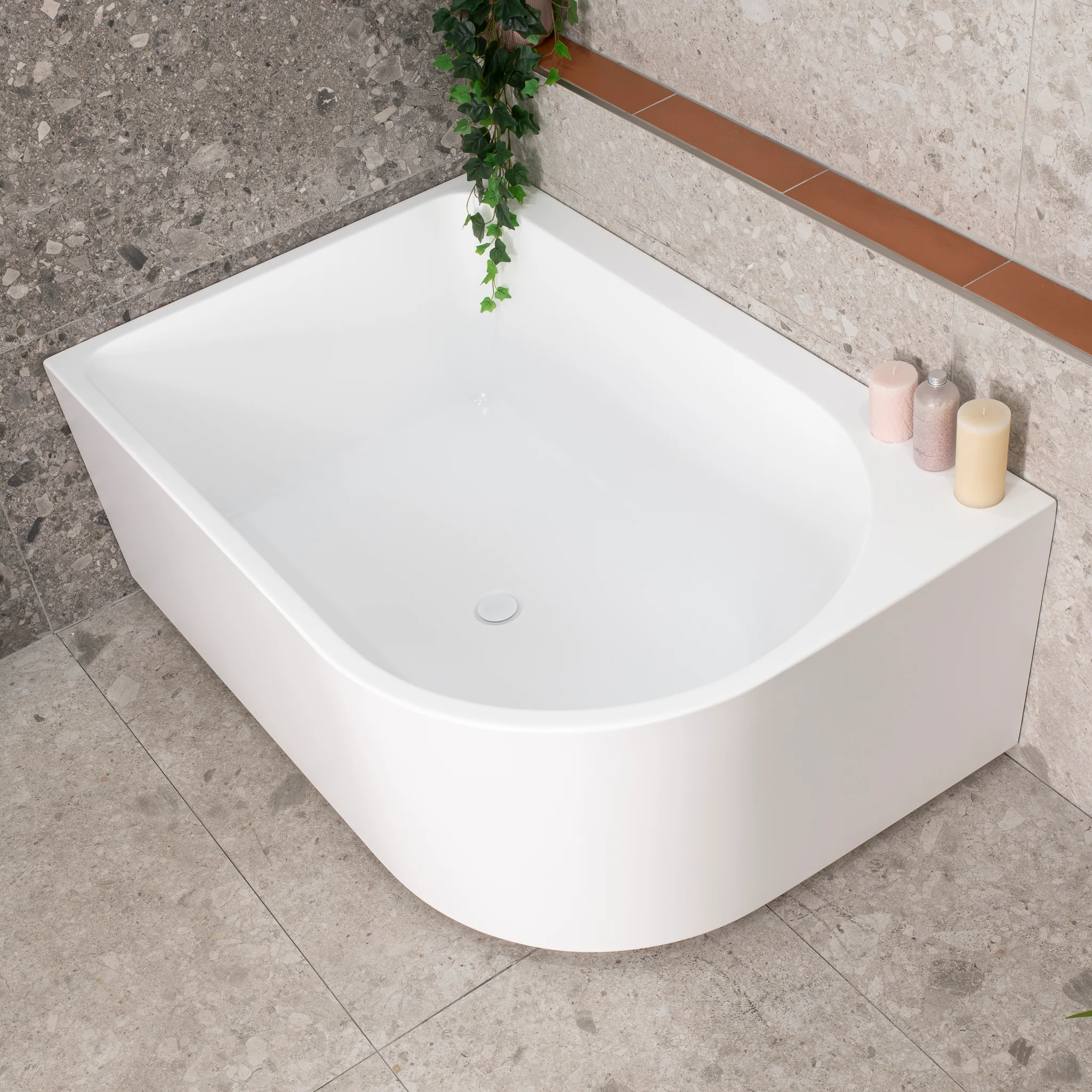 Arco Plus 1400mm Left Corner Freestanding Bath, Matte White - Image 5