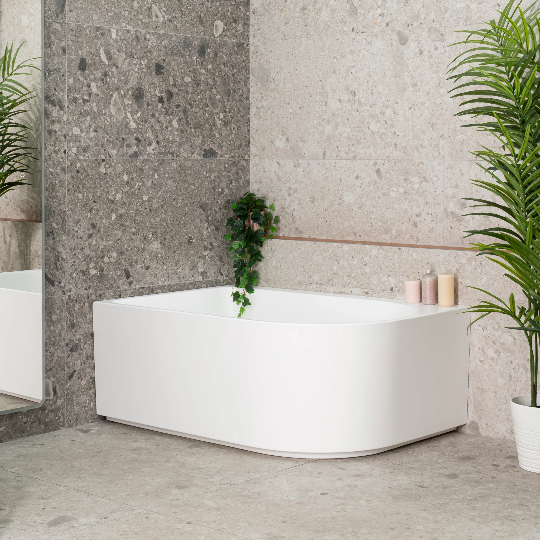 Arco Plus 1400mm Left Corner Freestanding Bath, Matte White - Image 6