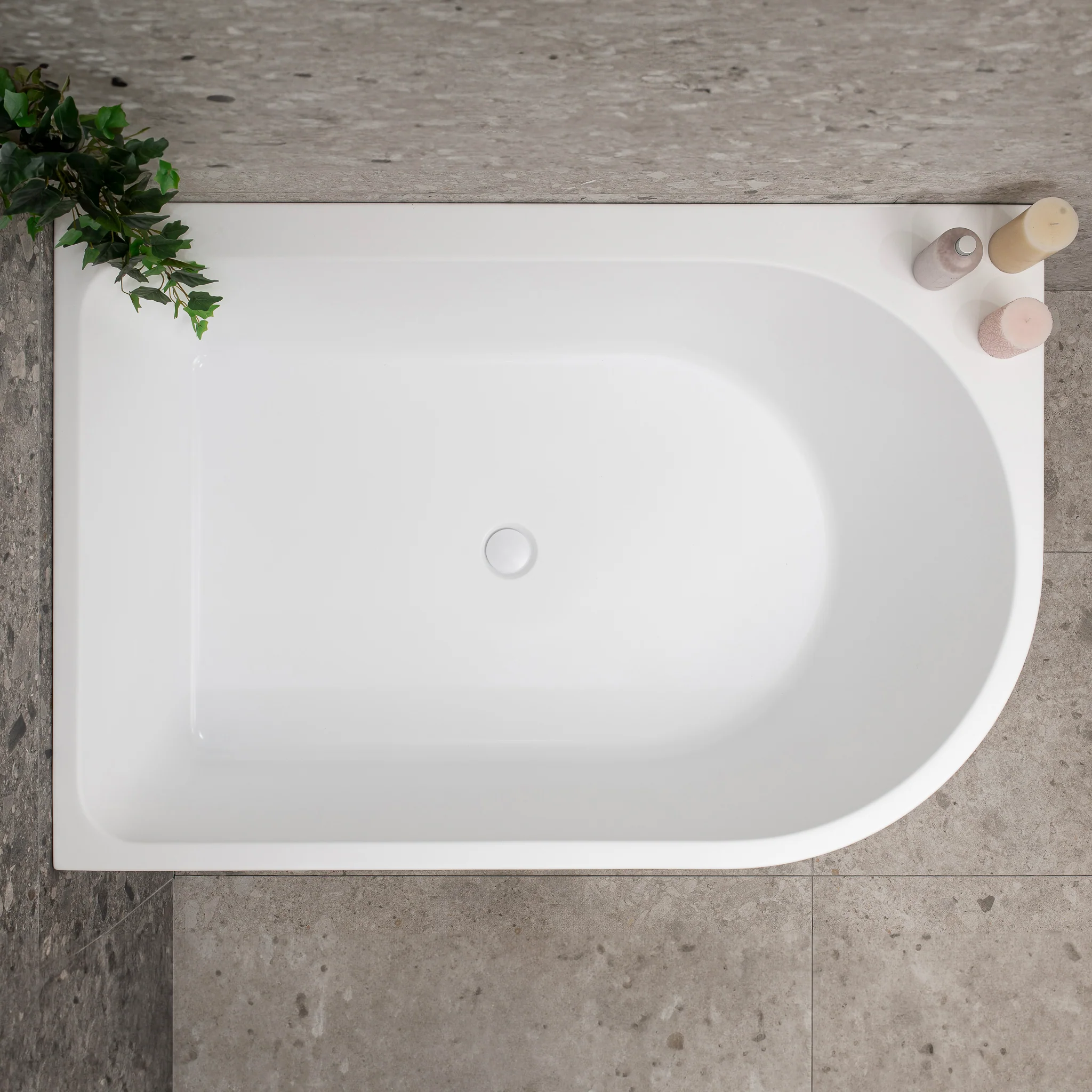 Arco Plus 1400mm Left Corner Freestanding Bath, Matte White - Image 7