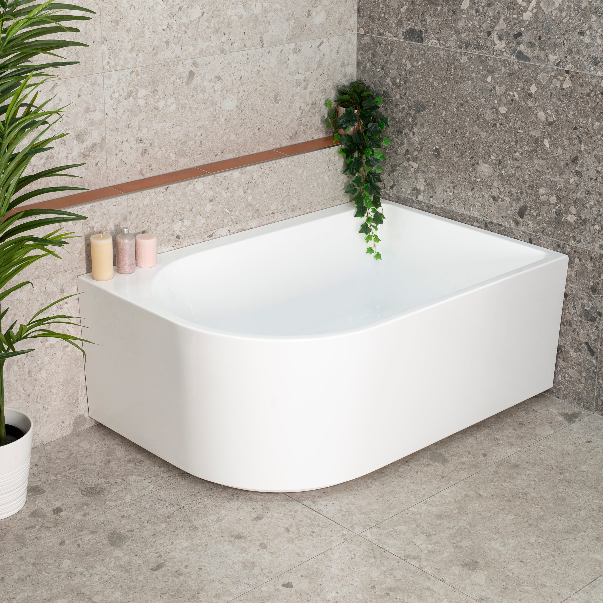 Arco Plus 1400mm Right Corner Freestanding Bath, Gloss White - Image 3