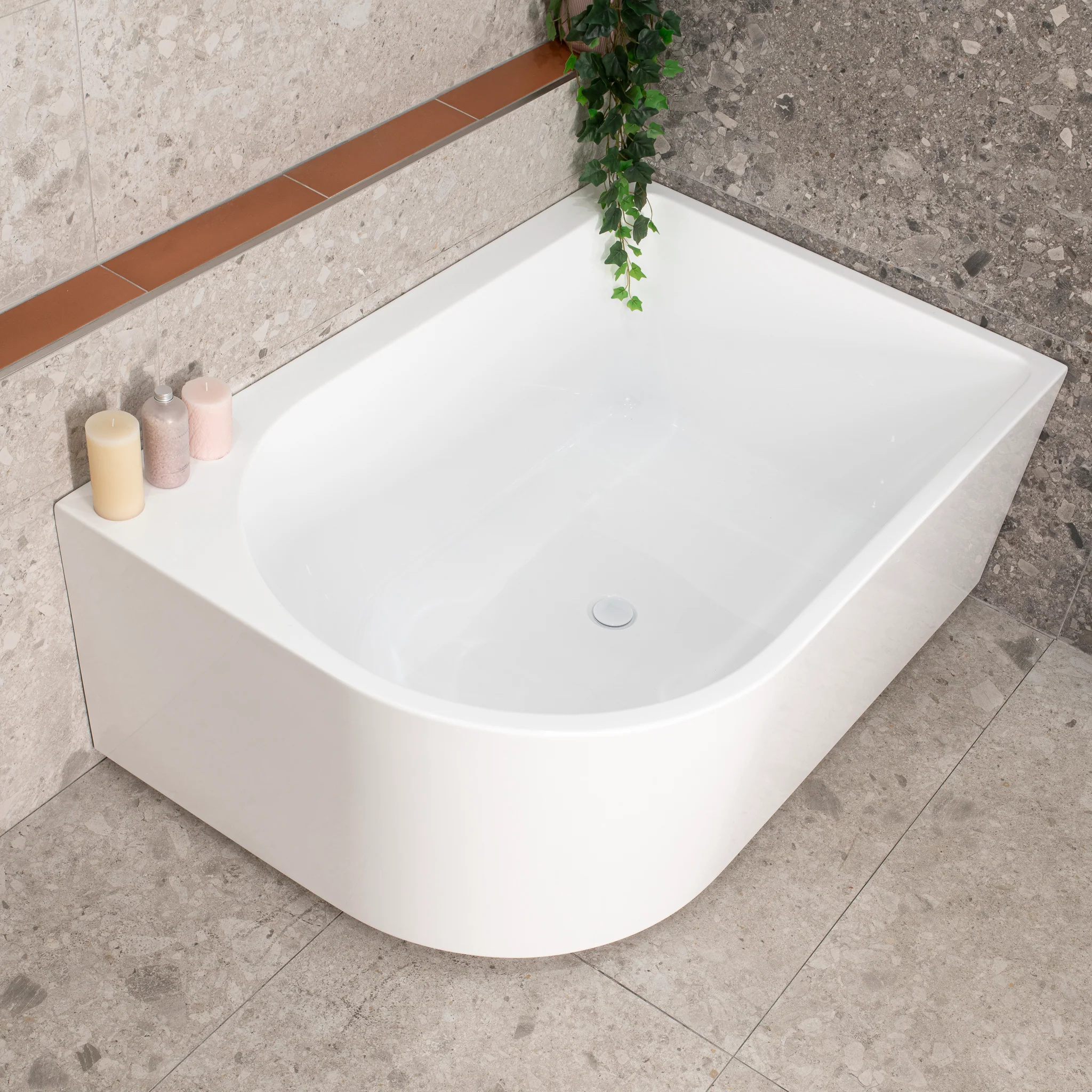 Arco Plus 1400mm Right Corner Freestanding Bath, Gloss White - Image 5