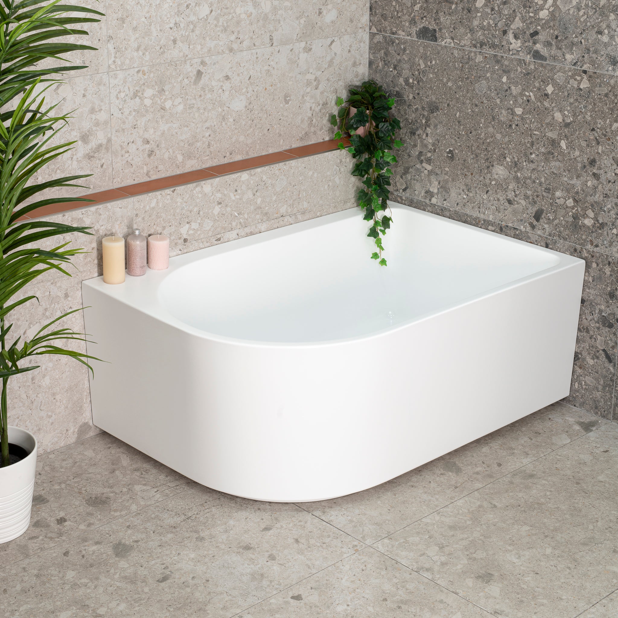Arco Plus 1400mm Right Corner Freestanding Bath, Matte White - Image 3