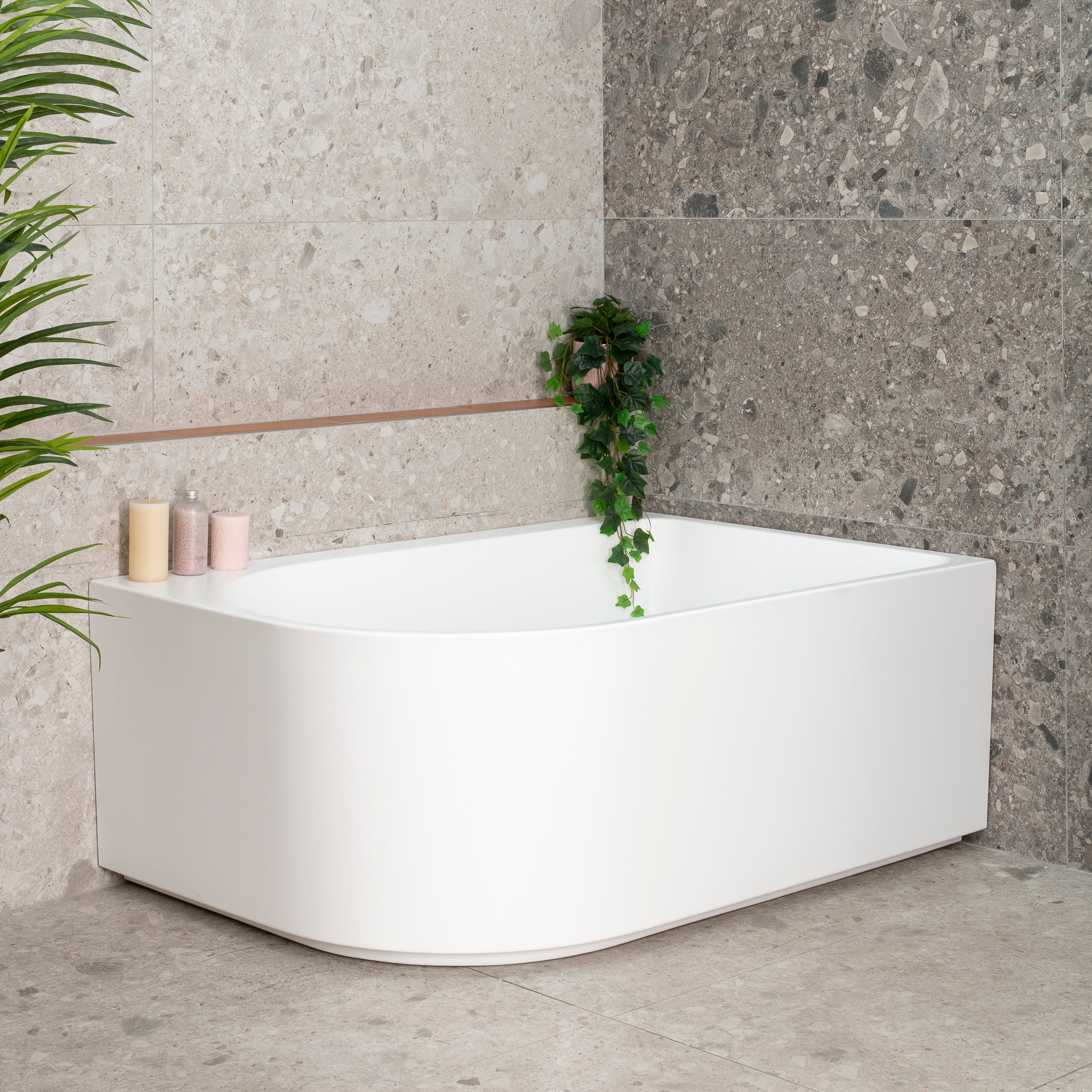 Arco Plus 1400mm Right Corner Freestanding Bath, Matte White - Image 5