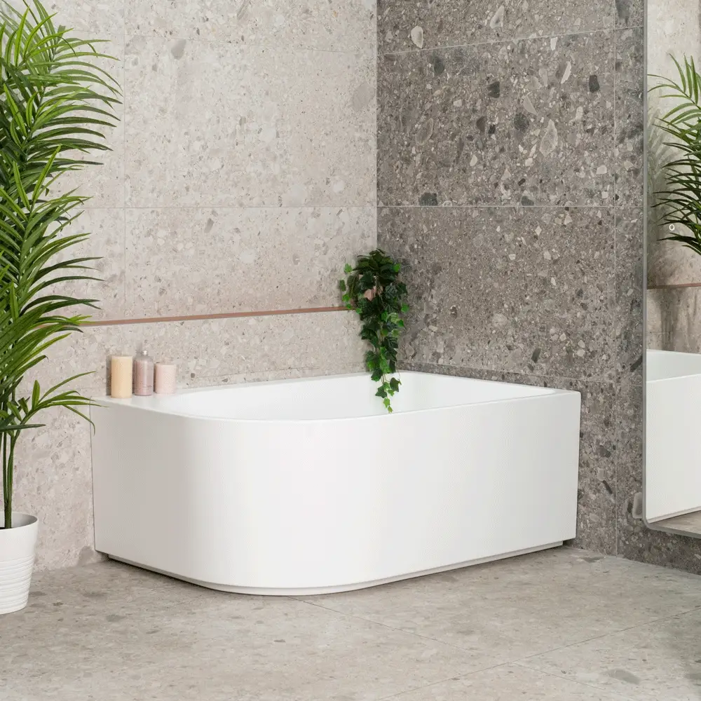 Arco Plus 1400mm Right Corner Freestanding Bath, Matte White - Image 6