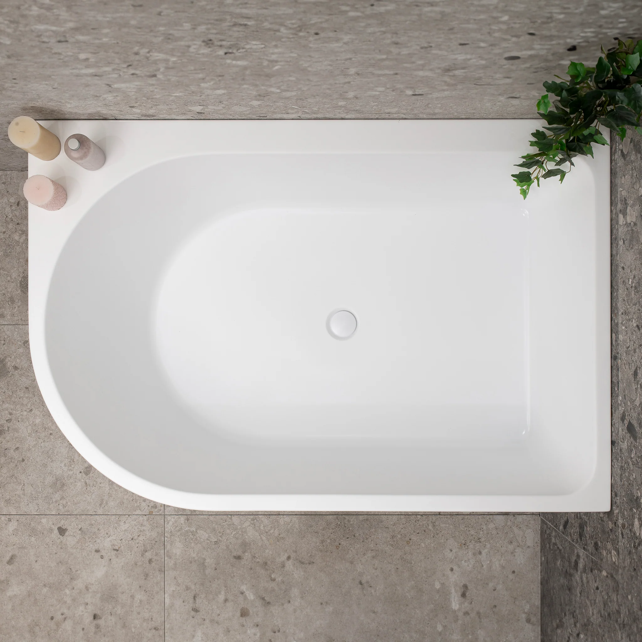 Arco Plus 1400mm Right Corner Freestanding Bath, Matte White - Image 7