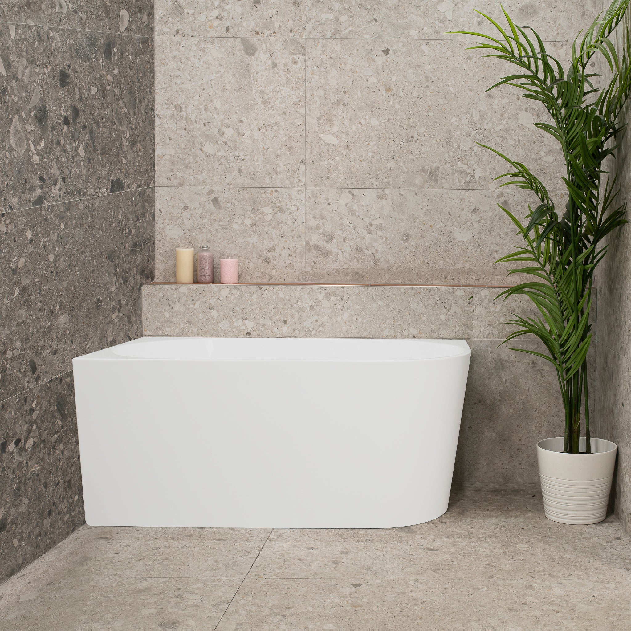 Avalon 1300mm Left Corner Freestanding Bath, Gloss White - Image 2