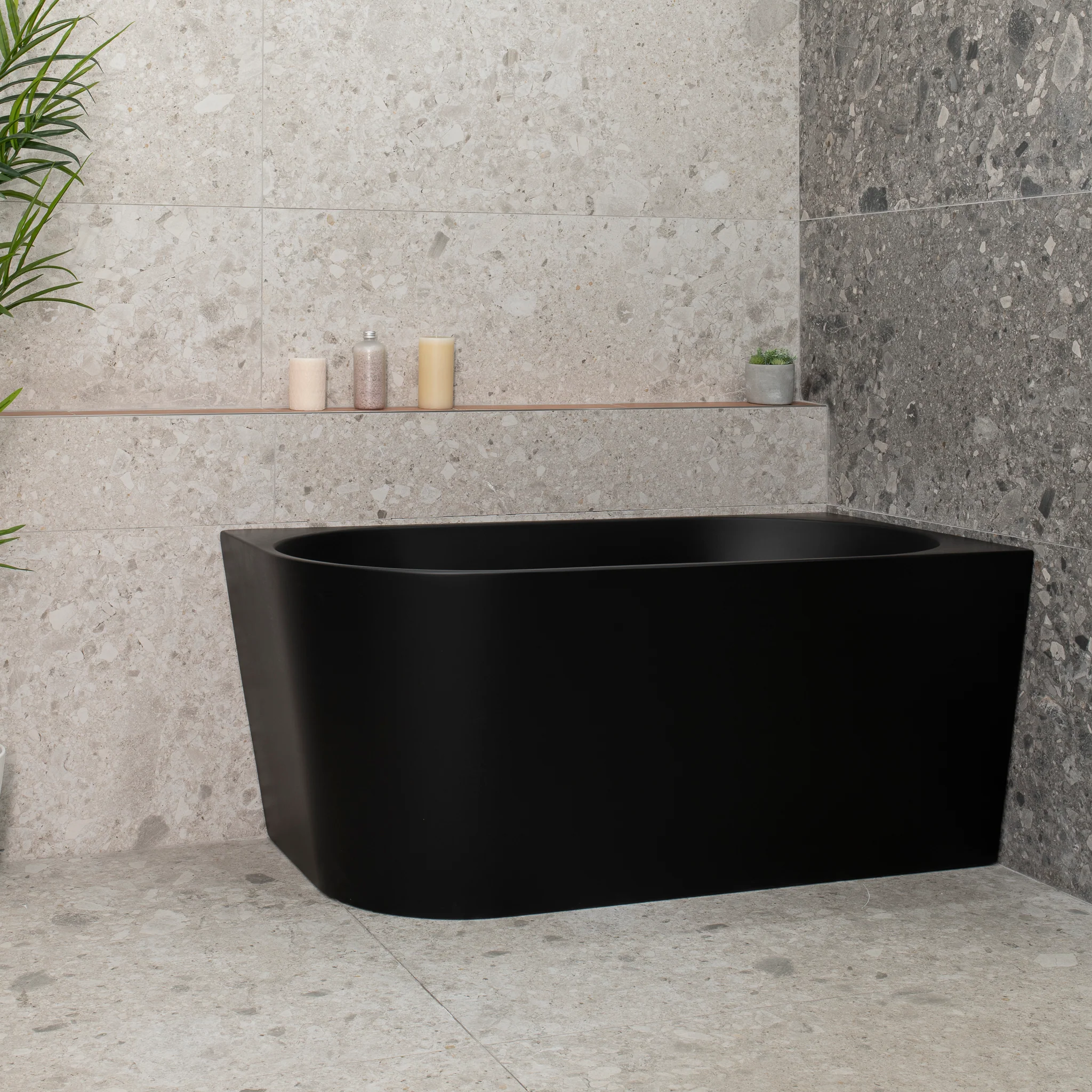 Avalon 1300mm Right Corner Freestanding Bath, Matte Black - Image 2