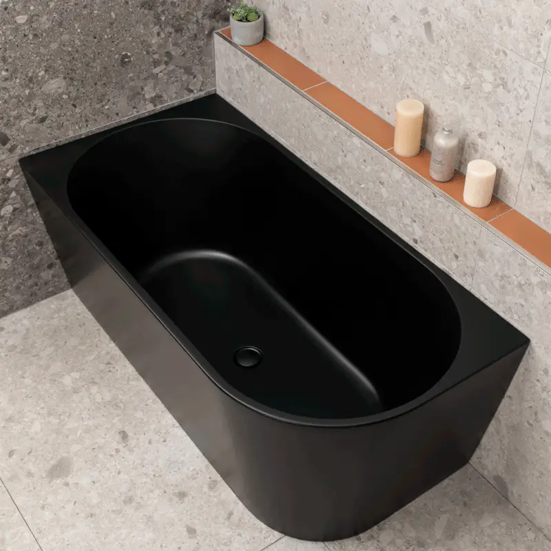 Avalon 1400mm Left Corner Freestanding Bath, Matte Black - Image 6