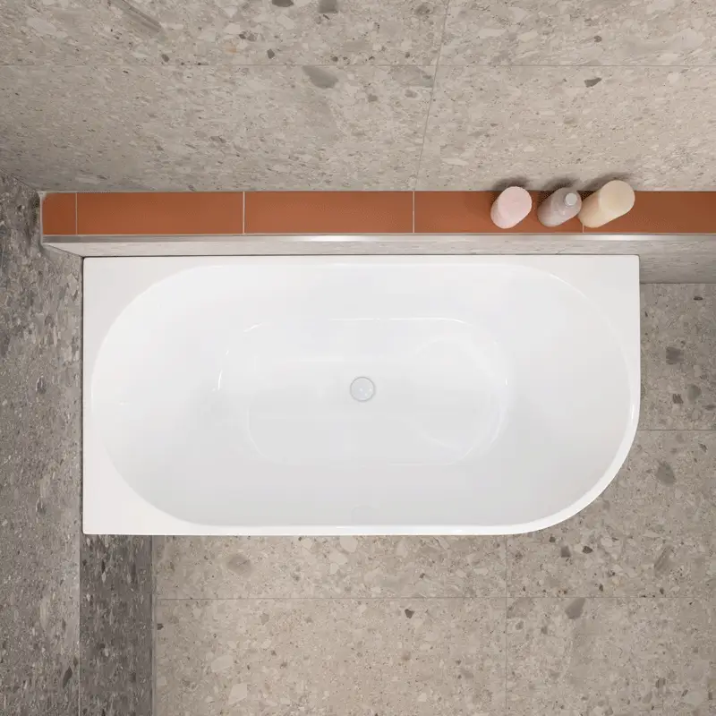 **CLEARANCE STOCK Avalon 1400mm Left Corner Freestanding Bath, Matte White - Image 2