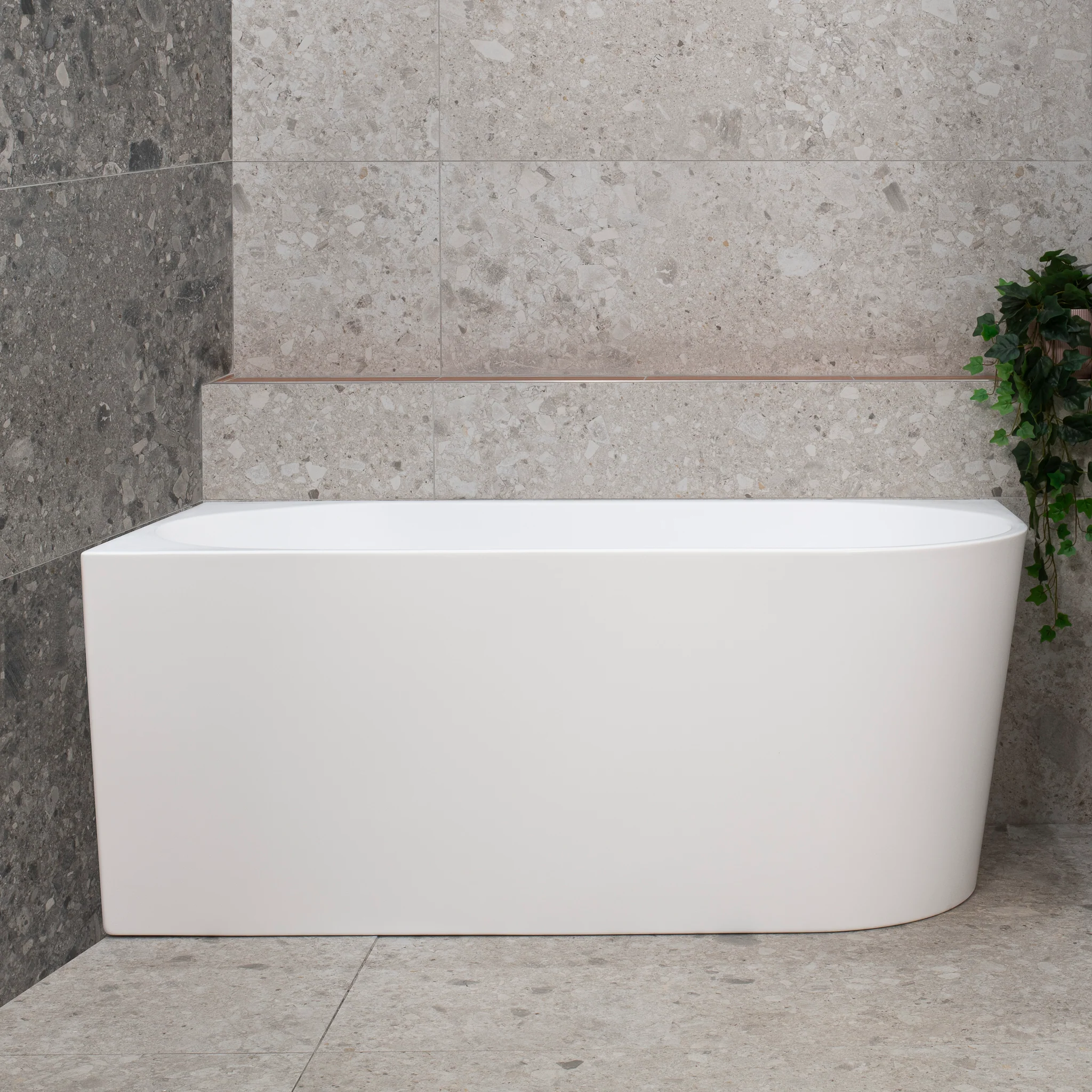 **CLEARANCE STOCK Avalon 1400mm Left Corner Freestanding Bath, Matte White - Image 4
