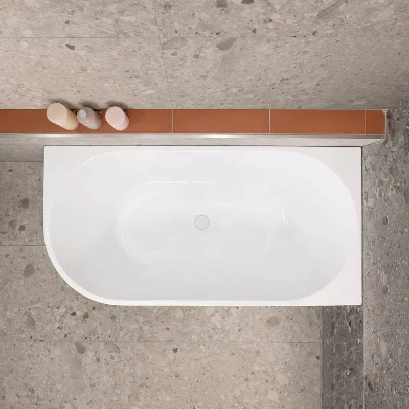 Avalon 1400mm Right Corner Freestanding Bath, Gloss White - Image 2