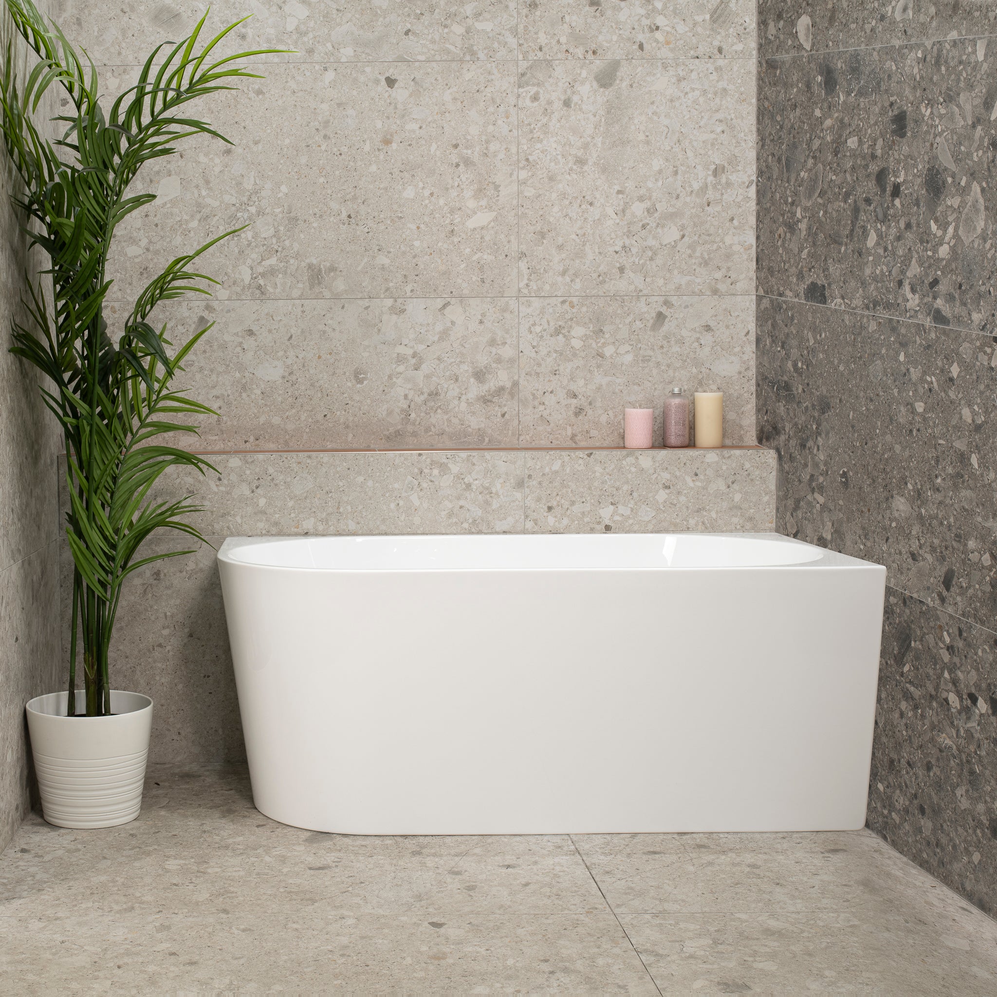 Avalon 1400mm Right Corner Freestanding Bath, Gloss White - Image 3