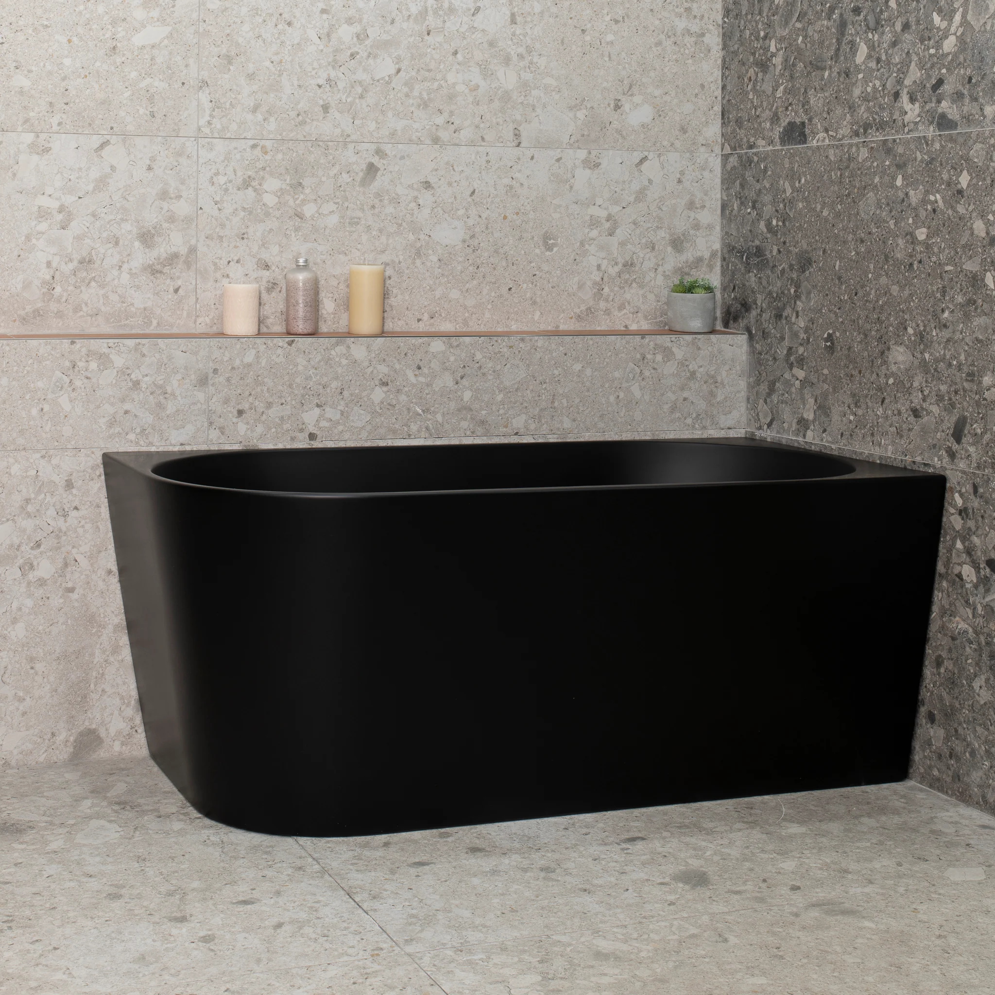Avalon 1400mm Right Corner Freestanding Bath, Matte Black - Image 2