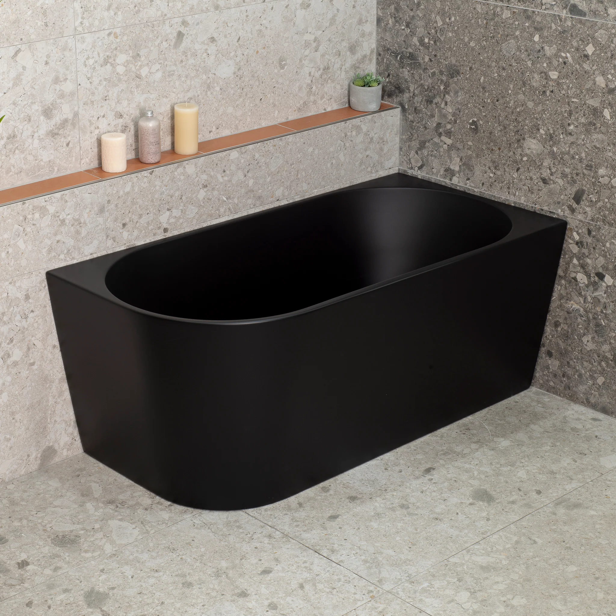 Avalon 1400mm Right Corner Freestanding Bath, Matte Black - Image 3