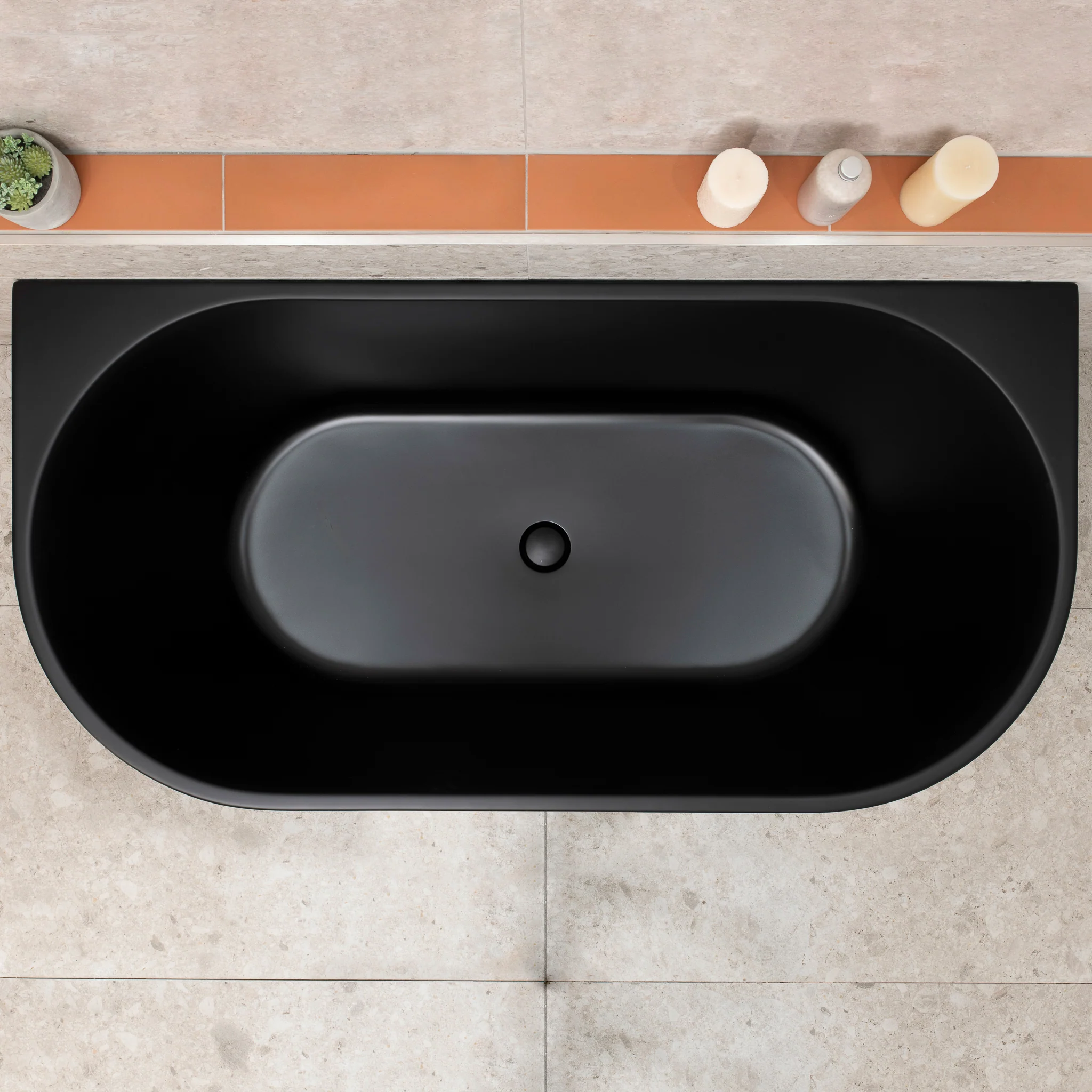 Avalon 1500mm Back to Wall Freestanding Bath, Matte Black - Image 5