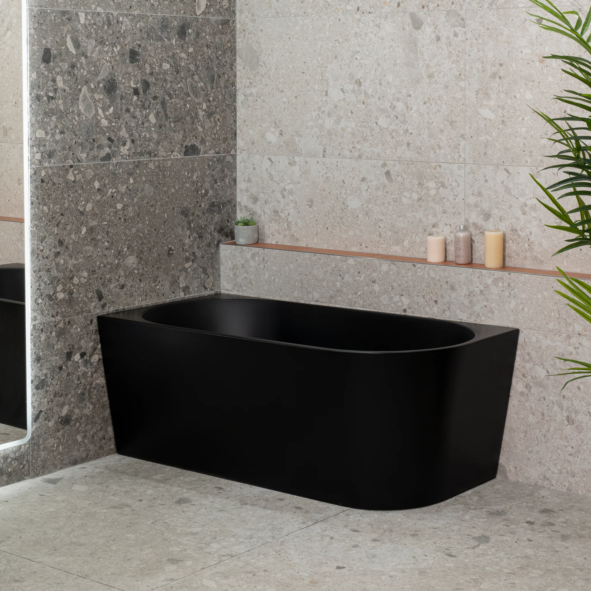 Avalon 1500mm Left Corner Freestanding Bath, Matte Black