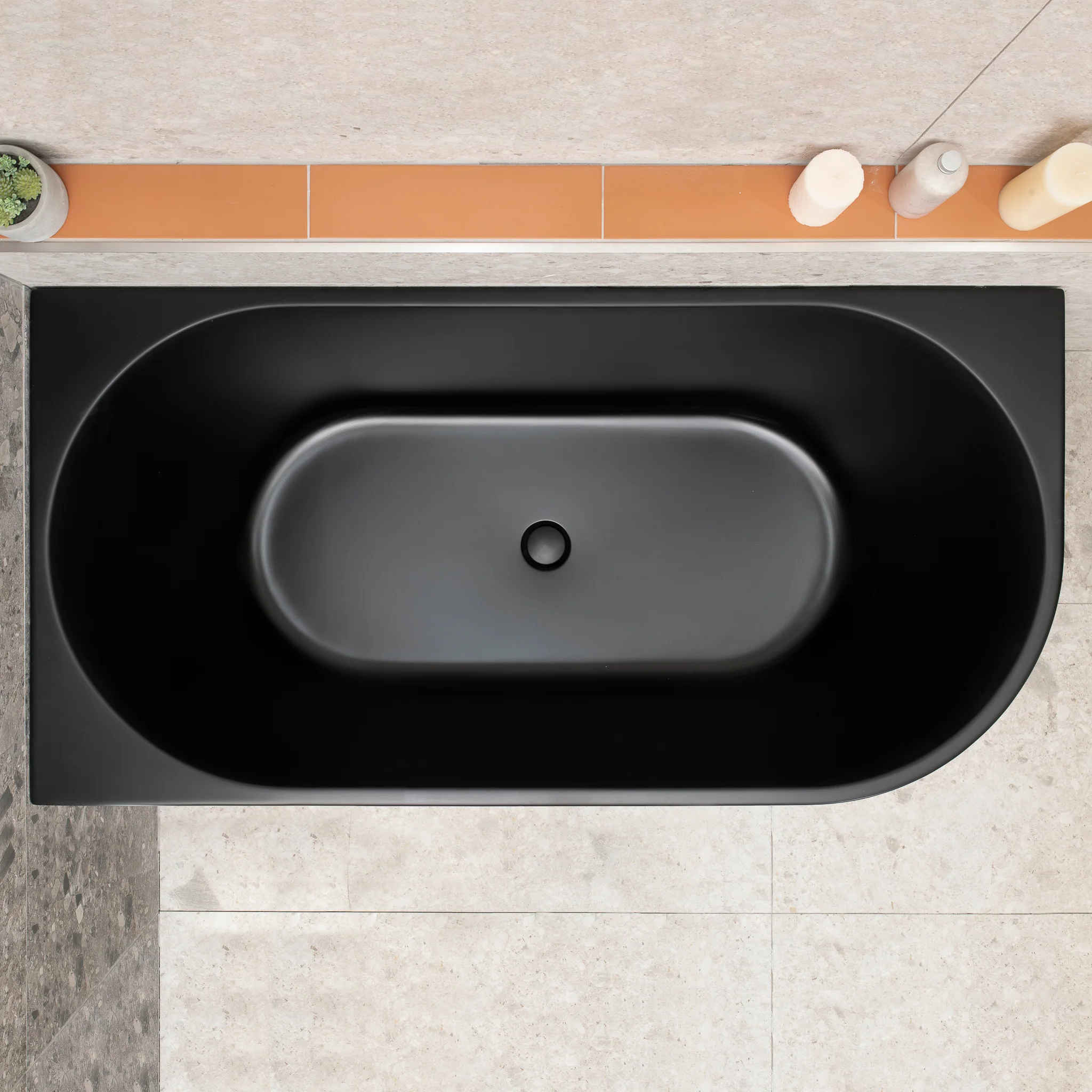 Avalon 1500mm Left Corner Freestanding Bath, Matte Black - Image 5