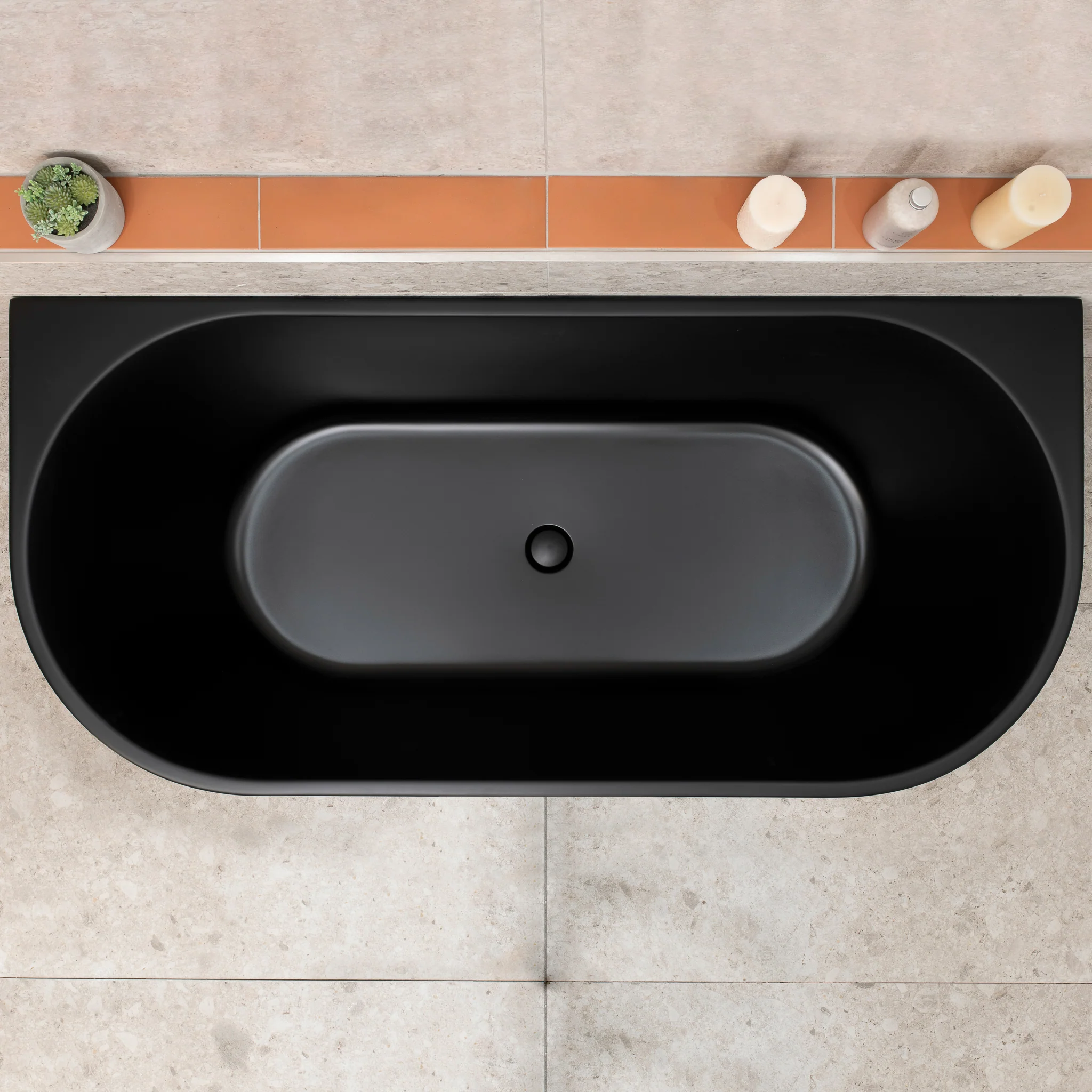 Avalon 1600mm Back to Wall Freestanding Bath, Matte Black - Image 5