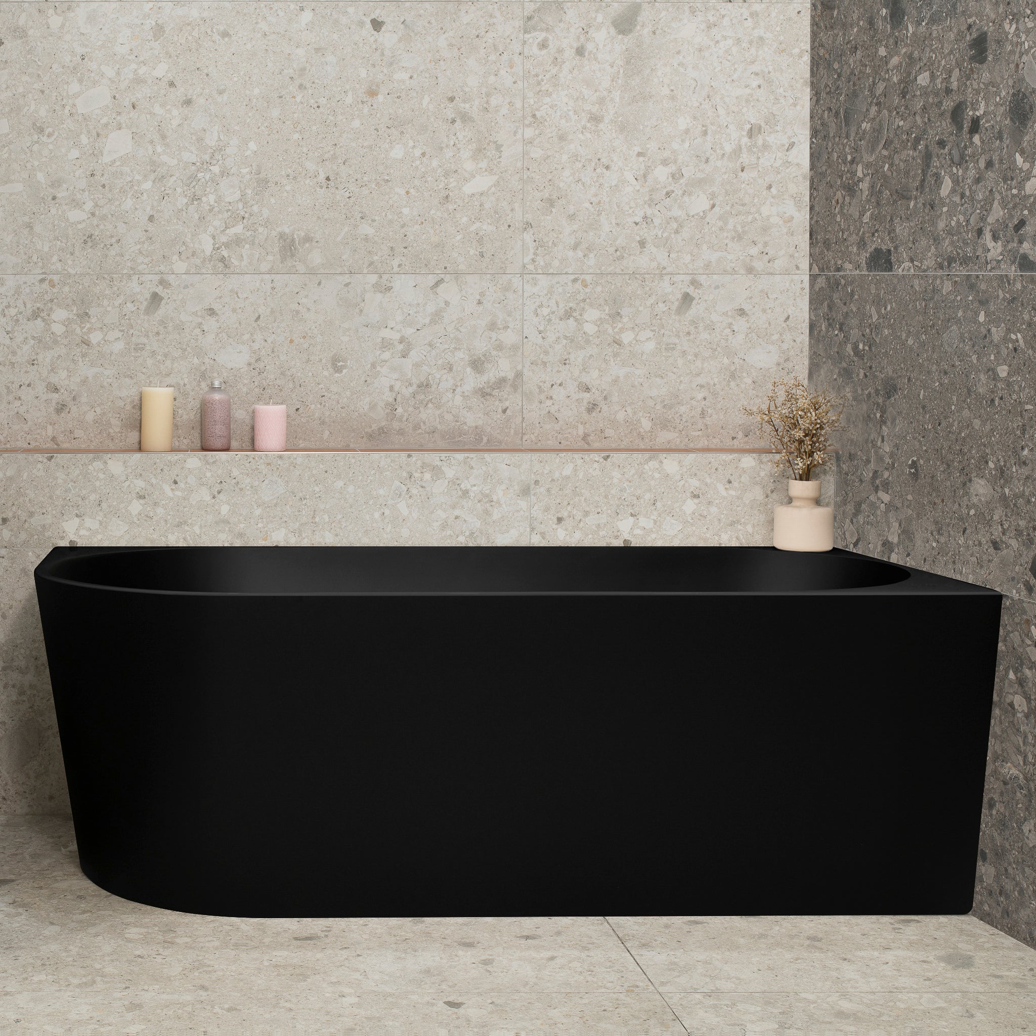 Avalon 1700mm Right Corner Freestanding Bath, Matte Black - Image 2
