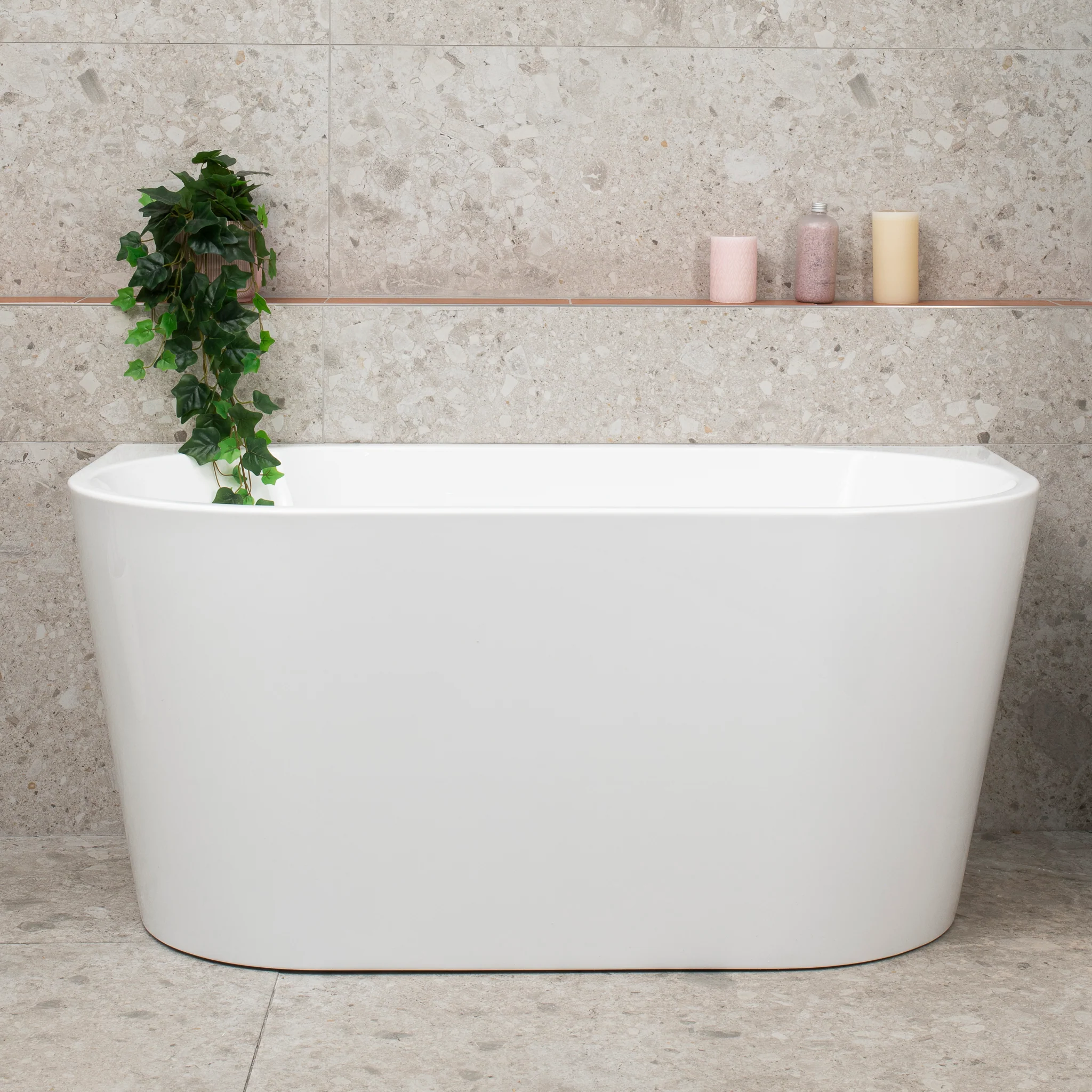Avalon 1300mm Back to Wall Freestanding Bath, Gloss White - Image 2