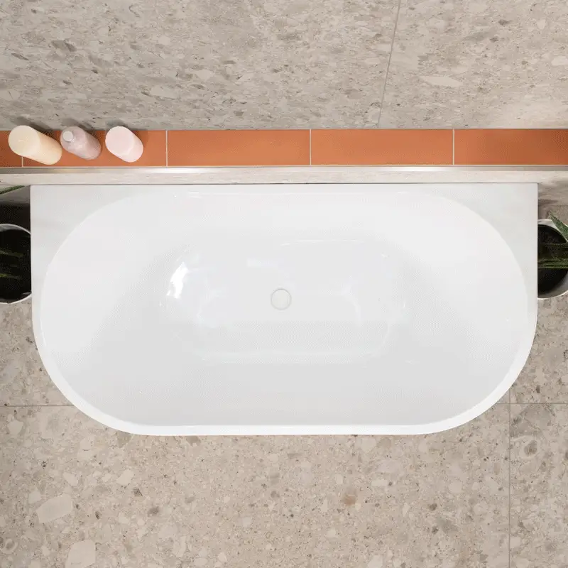 Avalon 1500mm Back to Wall Freestanding Bath, Gloss White - Image 4